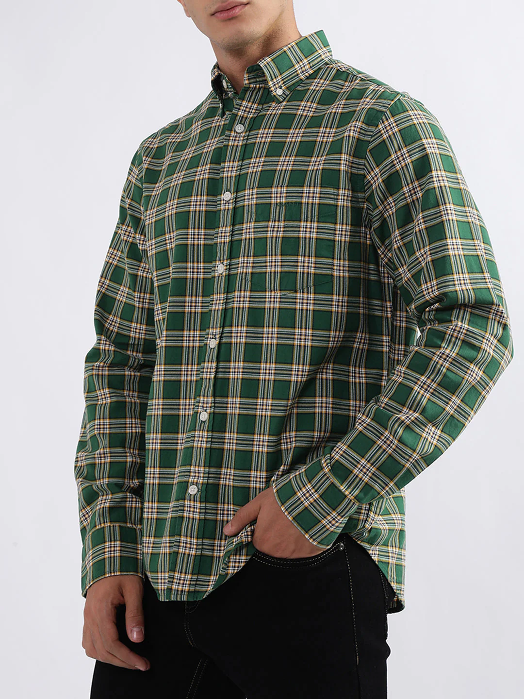 Gant Forest Green Checked Regular Fit Shirt - Image 3