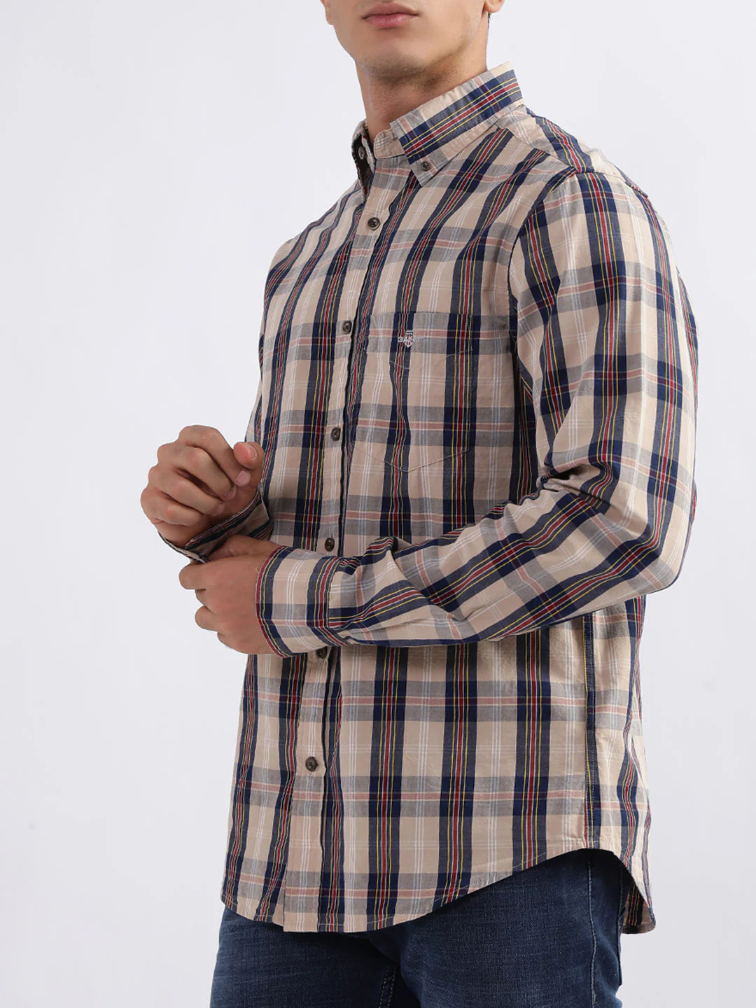 Gant Dark Khaki Checked Regular Fit Shirt - Image 3