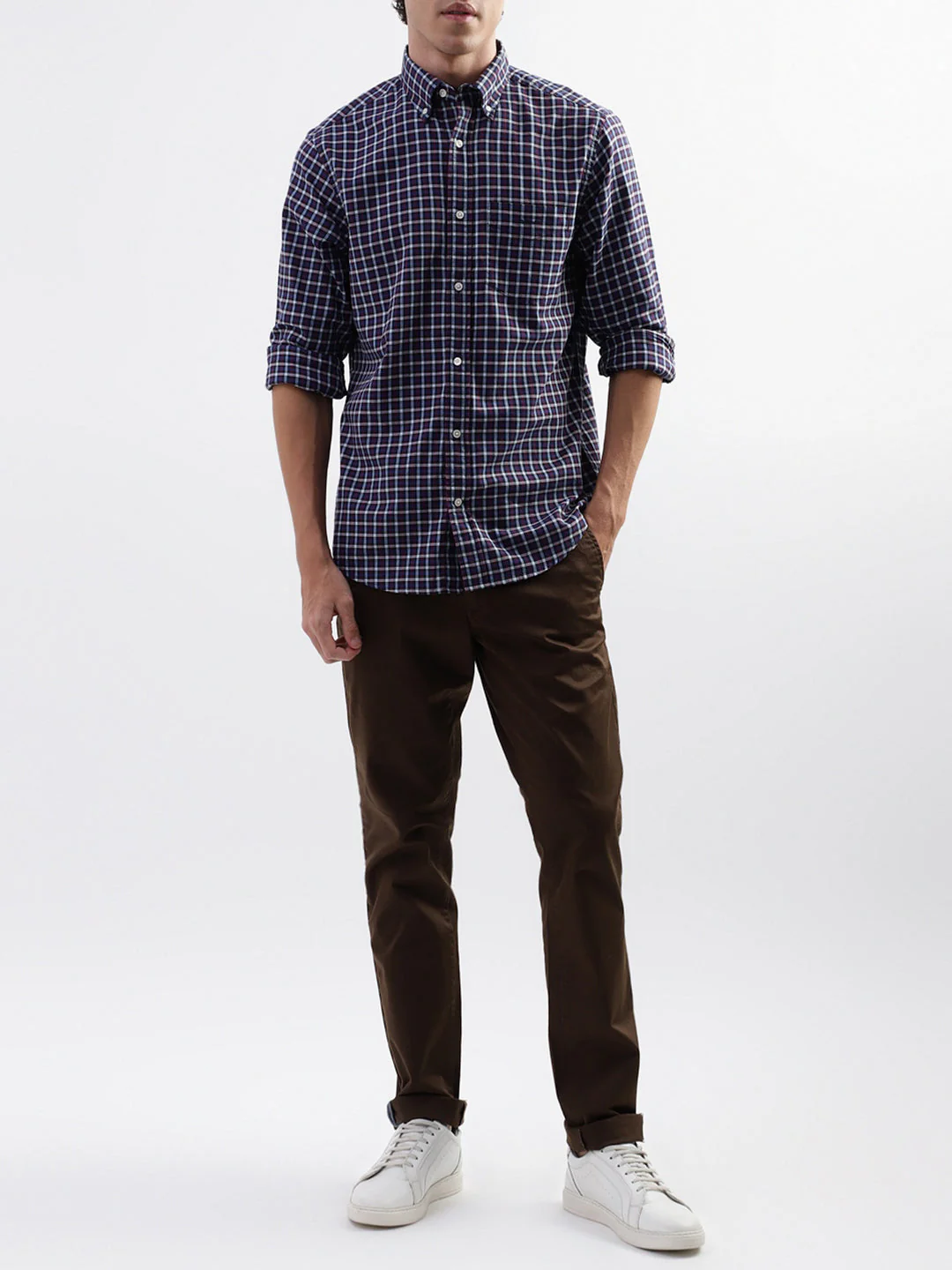 Gant Blue Checked Regular Fit Shirt - Image 4