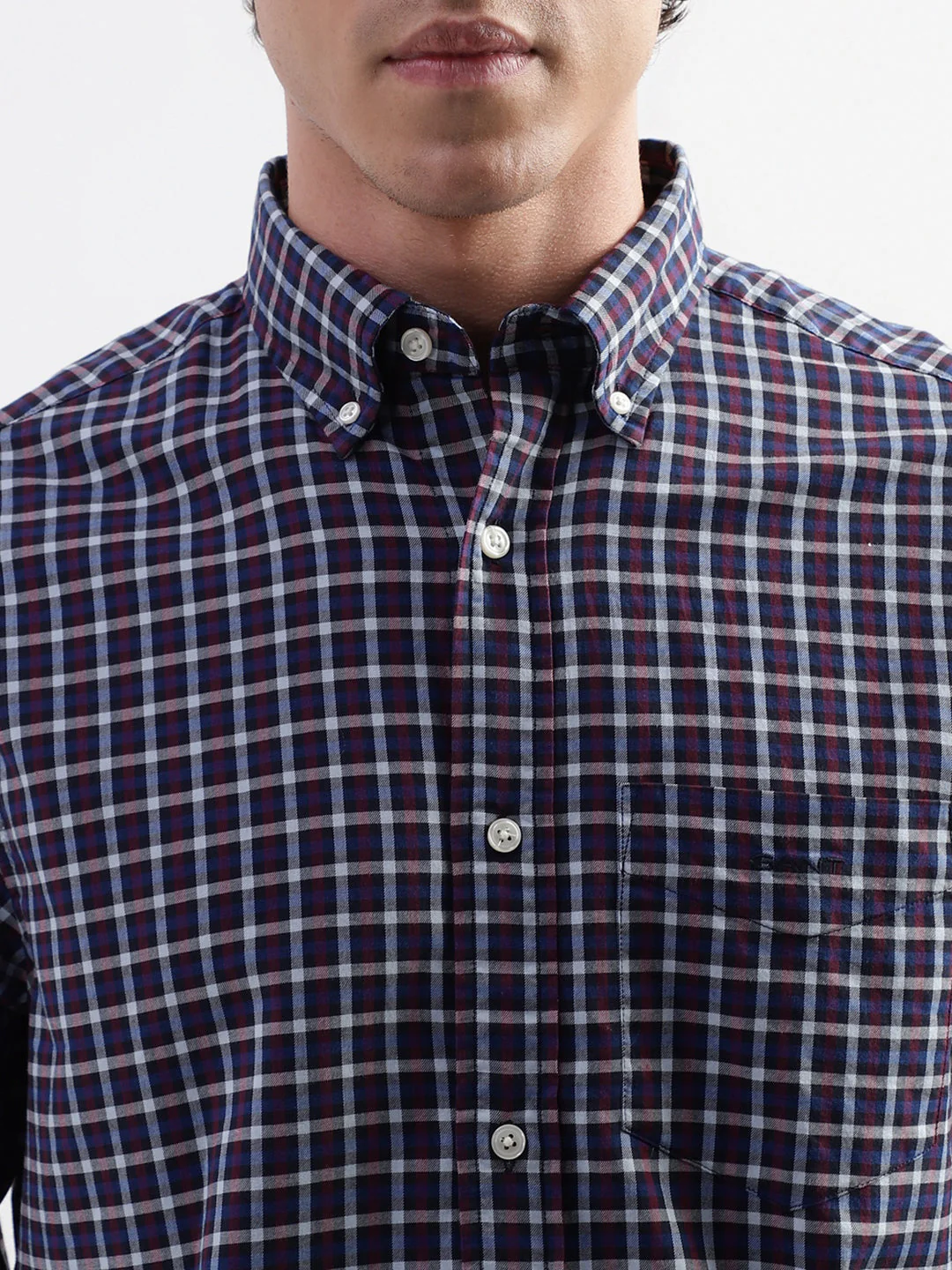 Gant Blue Checked Regular Fit Shirt - Image 5