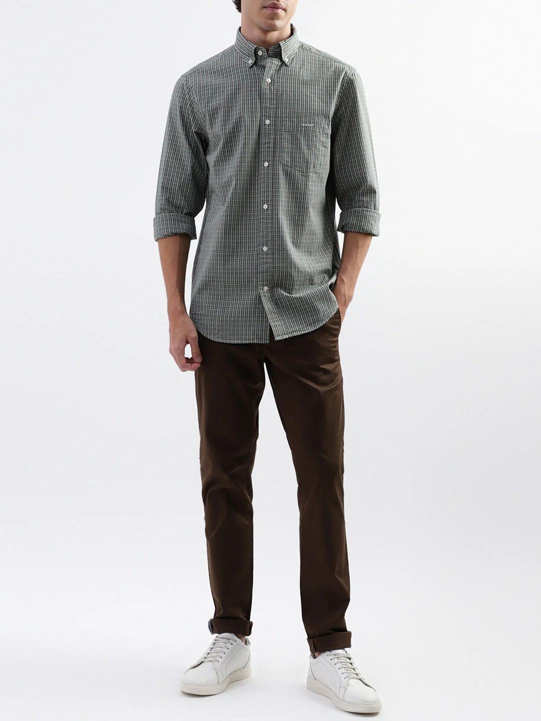 Gant Green Checked Regular Fit Shirt - Image 4