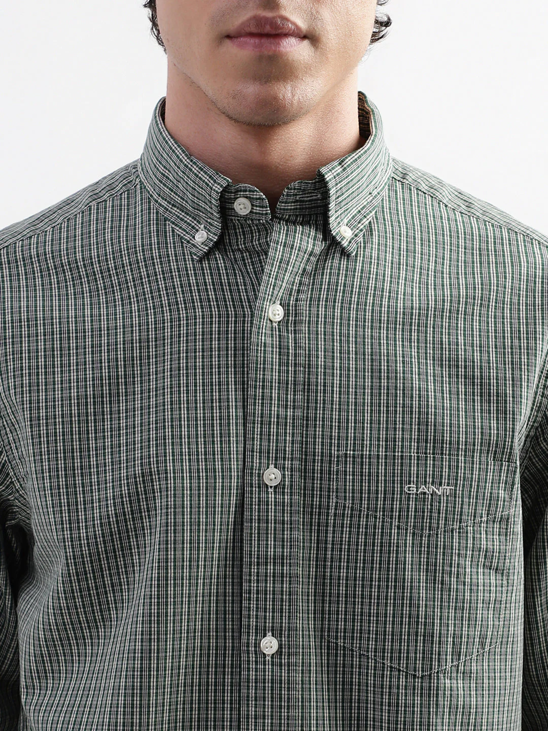 Gant Green Checked Regular Fit Shirt - Image 5