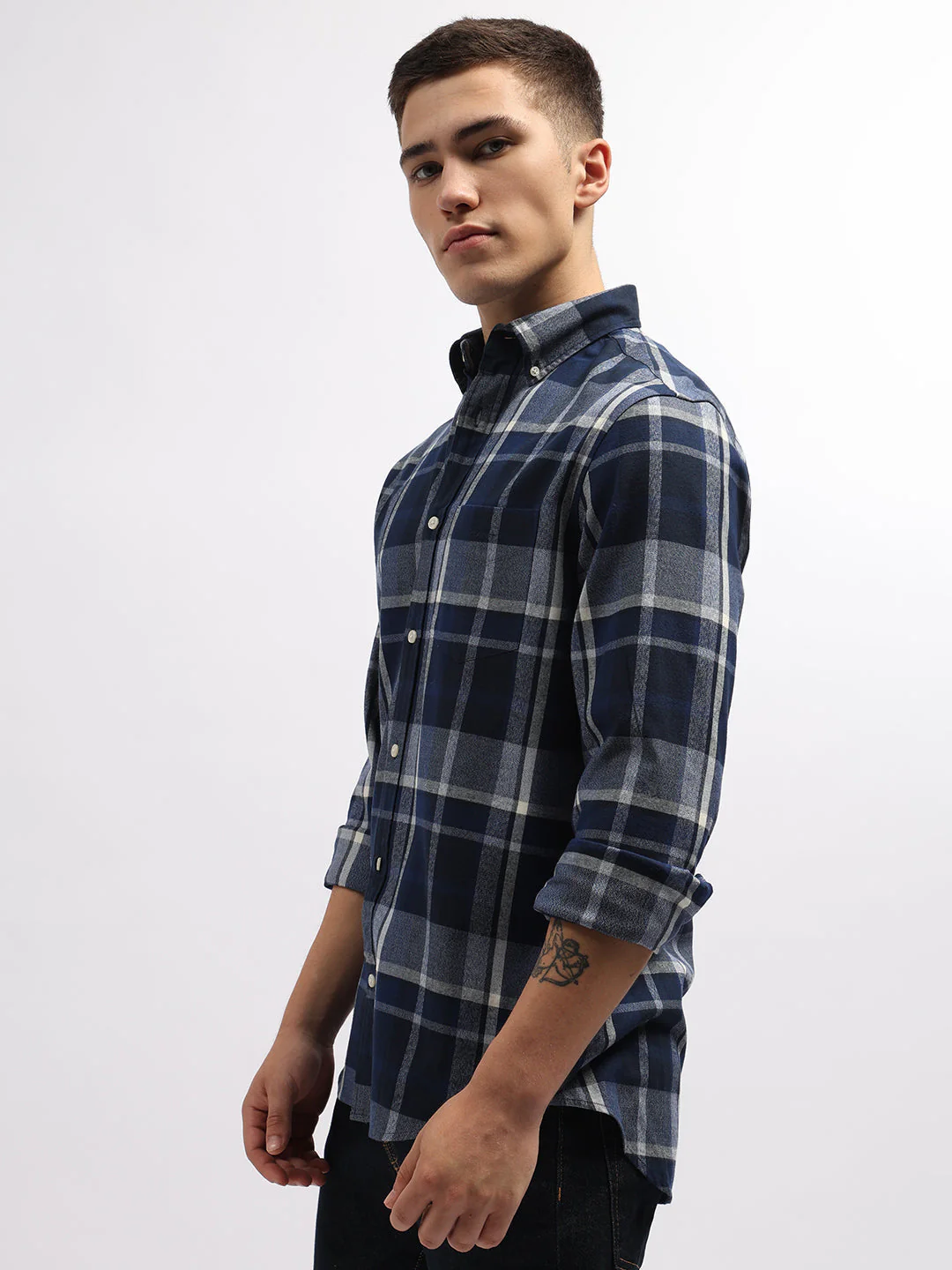 Gant Blue Fashion Checked Regular Fit Shirt - Image 3