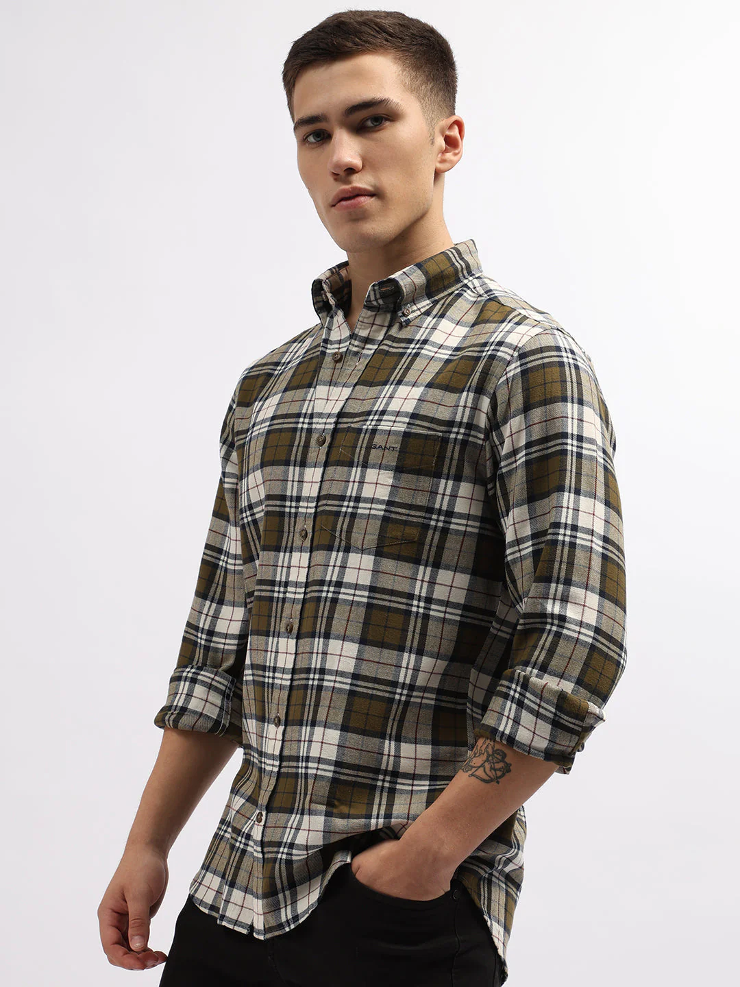 Gant Green Fashion Checked Regular Fit Shirt - Image 4