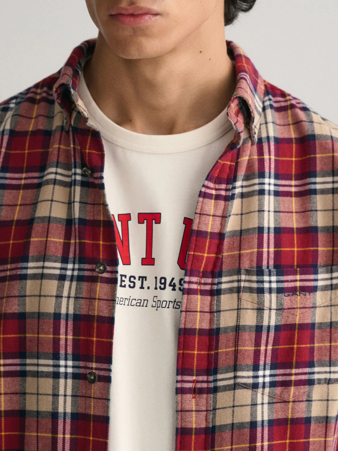 Gant Red Fashion Checked Regular Fit Shirt - Image 2