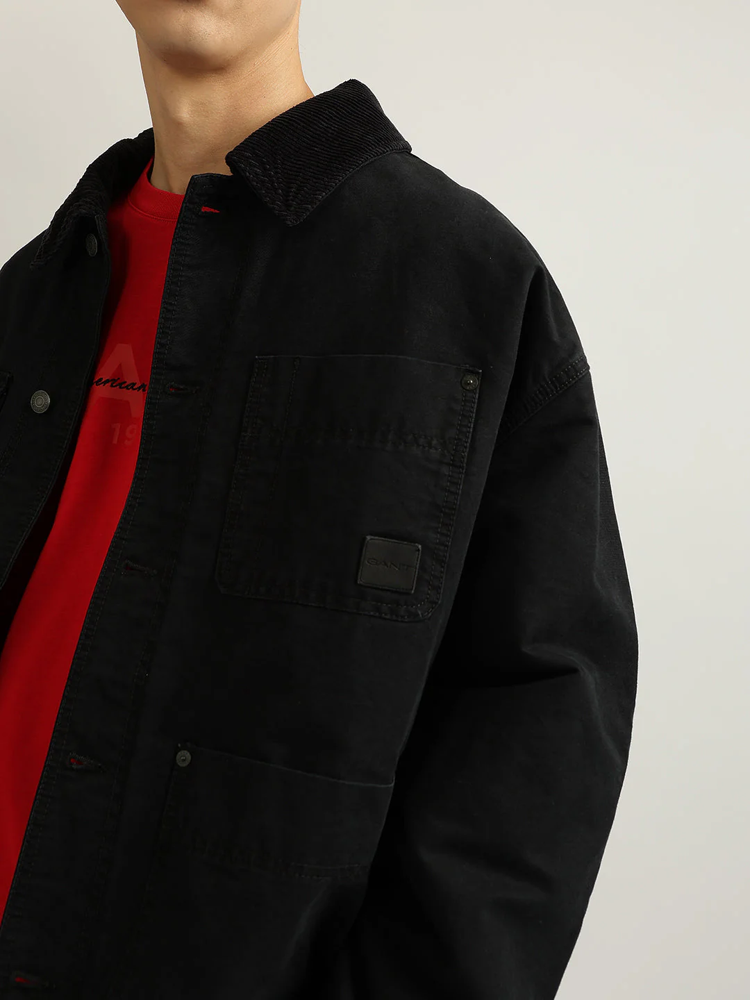 Gant Men Black Solid Spread Collar Full Sleeves Tailored Jacket - Image 5