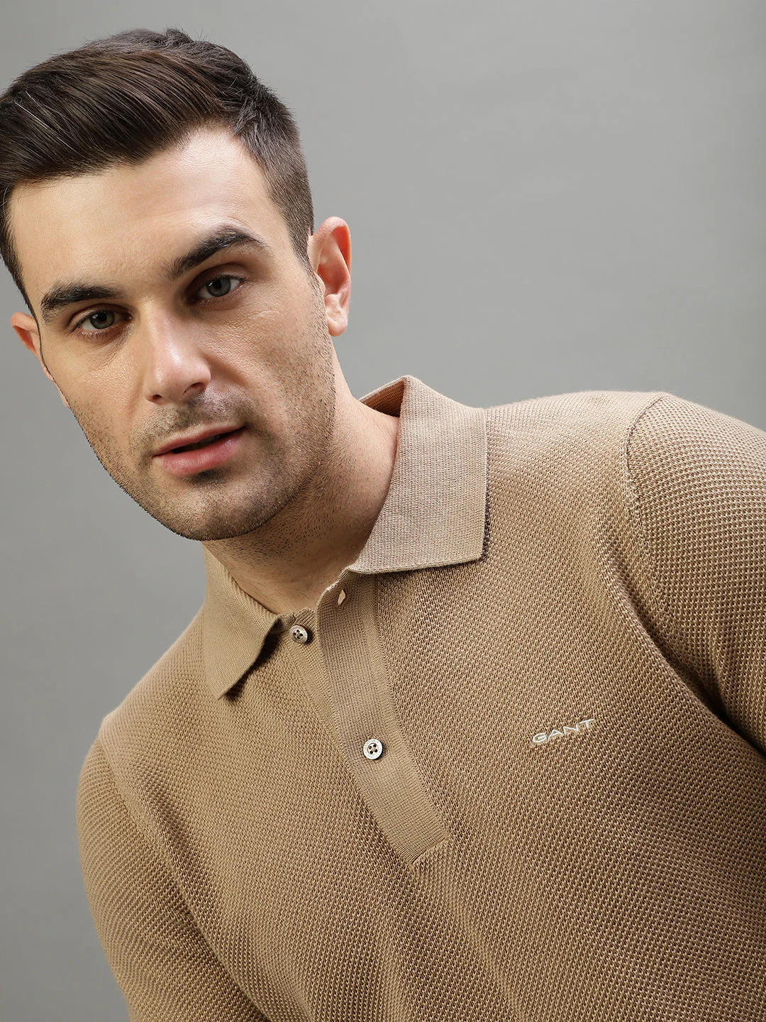 Gant Men Solid Polo Neck Full Sleeves Sweater - Image 6