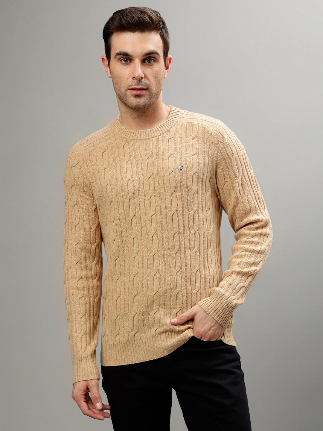 Gant Men Solid Round Neck Long Sleeves Sweater - Image 2