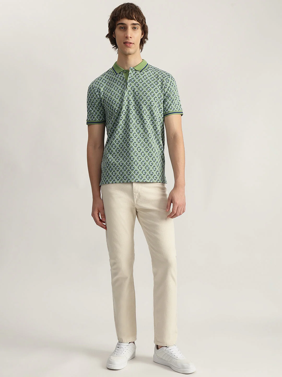 Gant Men Green Printed Polo Collar Short Sleeves Tshirt - Image 3