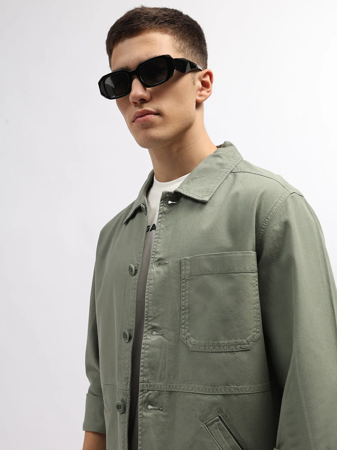 Gant Men Green Solid Spread Collar Full Sleeves Shirt - Image 2
