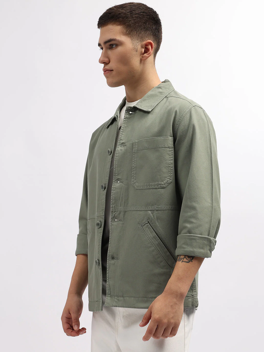 Gant Men Green Solid Spread Collar Full Sleeves Shirt - Image 4