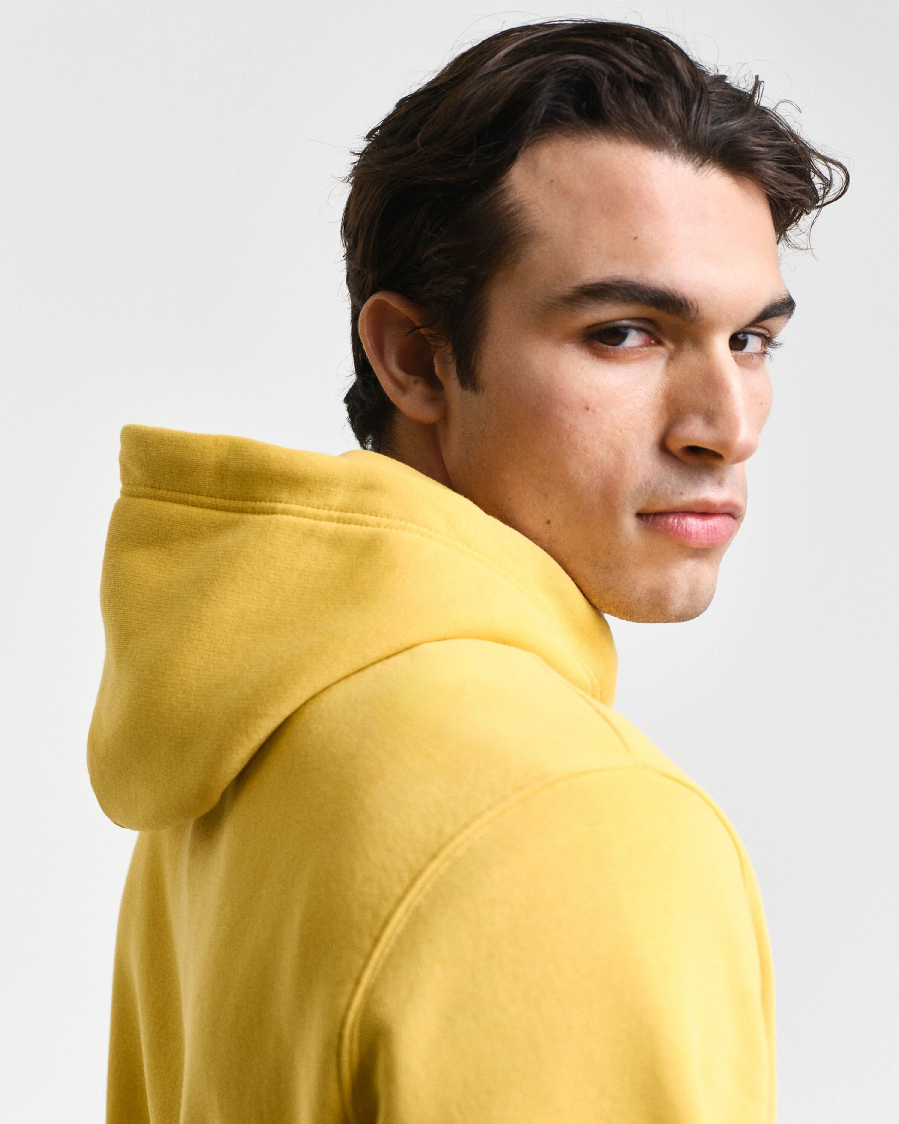 Gant Men Yellow Printed Hooded Full Sleeves Pullover Style Sweatshirt - Image 4