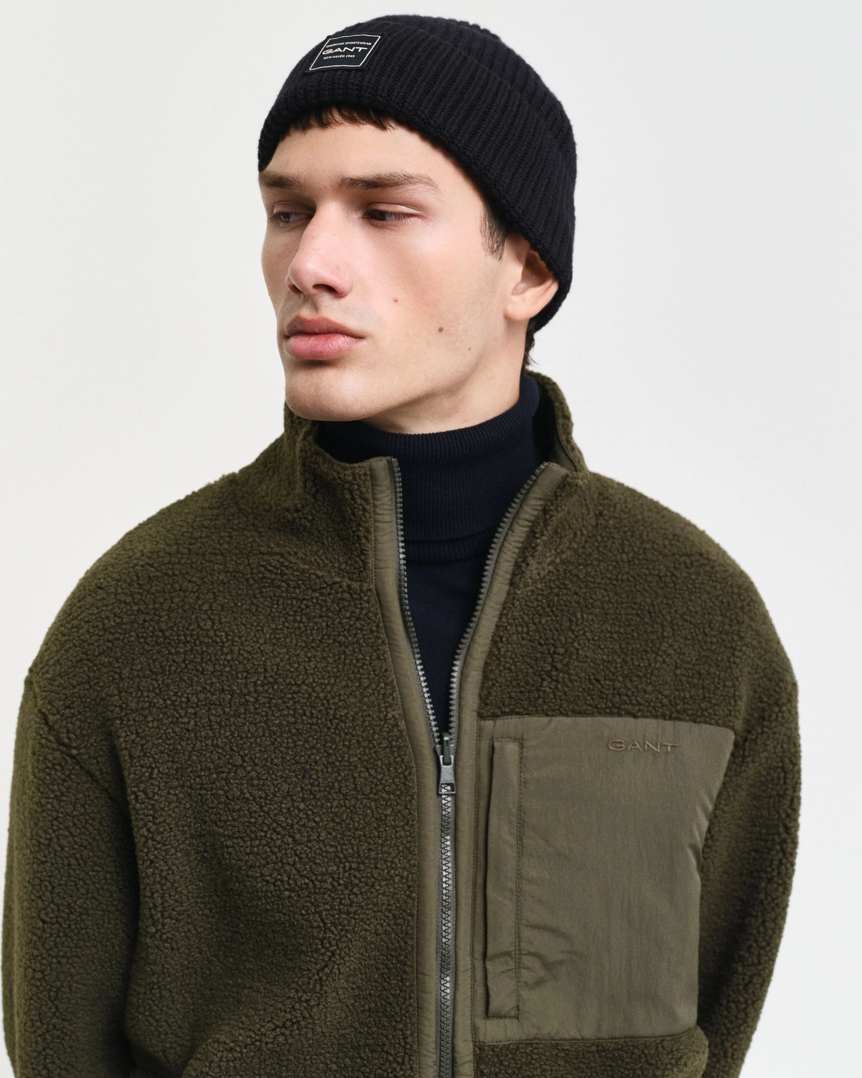 Gant Men Green Solid Stand Collar Full Sleeves Reversible Jacket - Image 8