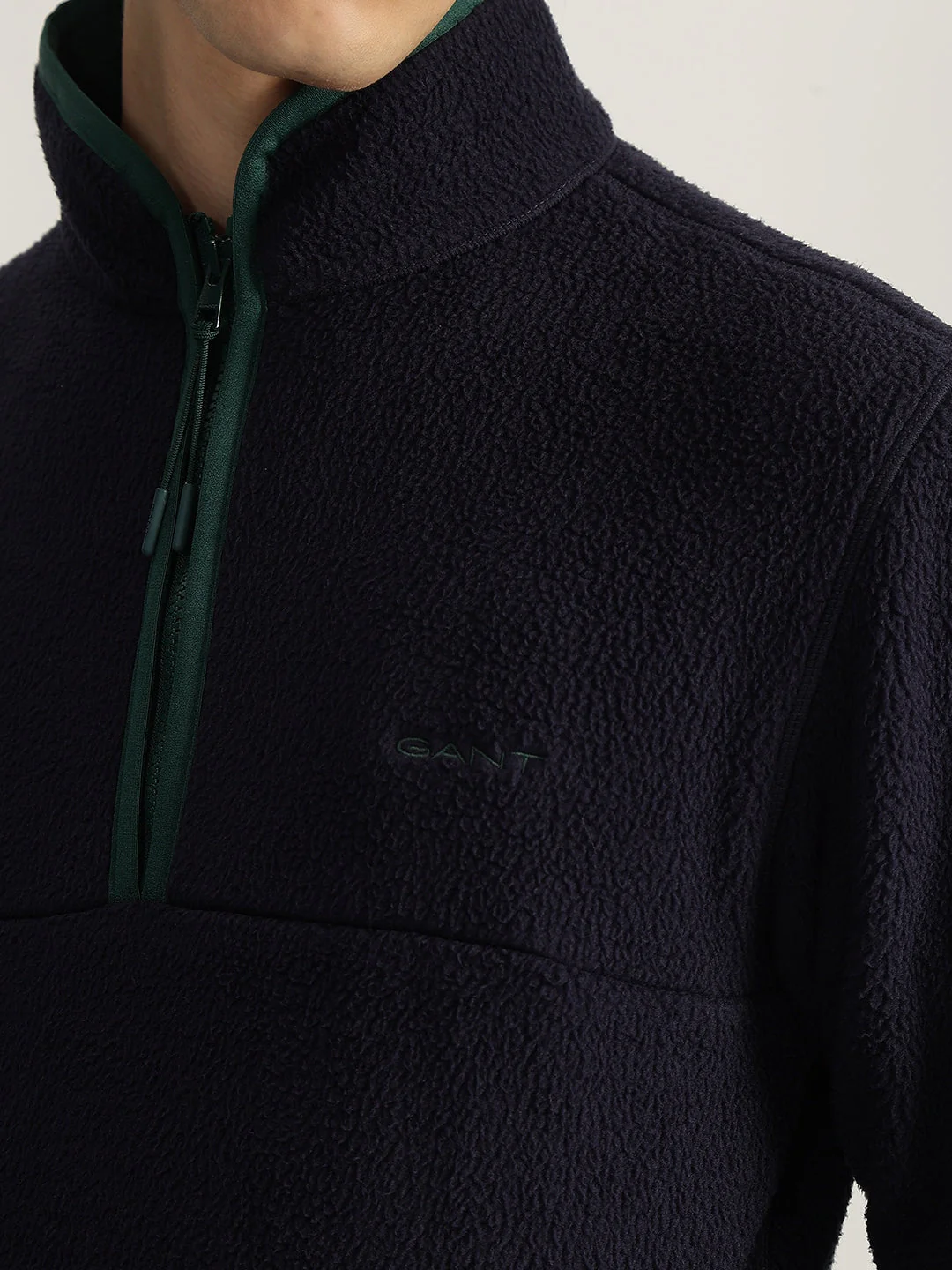 Gant Men Blue Solid Collared Full Sleeves Pullover - Image 5