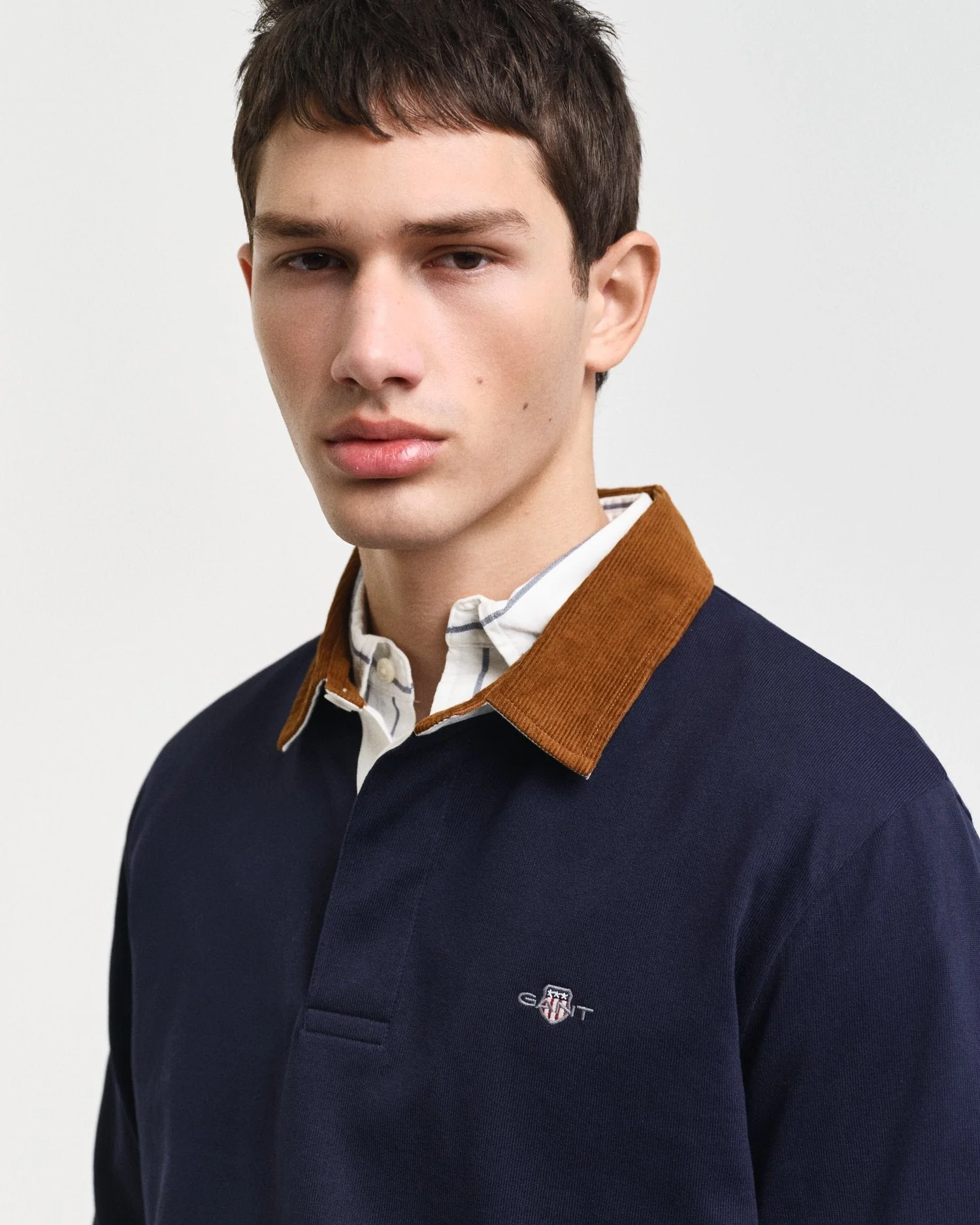 Gant Men Blue Solid Polo Collar Full Sleeves Tshirt - Image 2