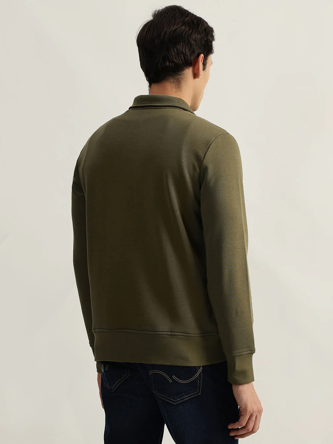Gant Men Green Solid Collared Full Sleeves Pullover Style Sweatshirt - Image 2