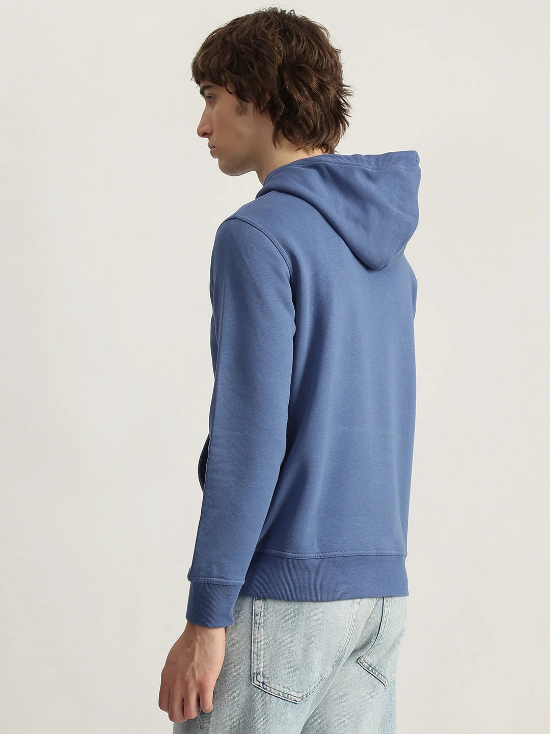 Gant Men Blue Embroidered Hooded Full Sleeves Pullover Style Sweatshirt - Image 3