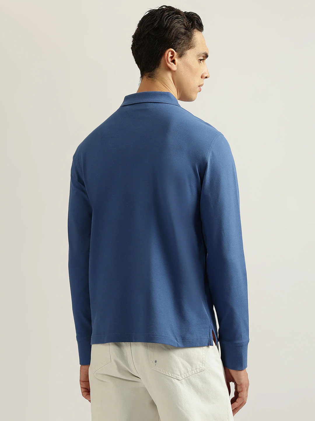 Gant Men Blue Solid Collared Full Sleeves Polo Tshirt - Image 3