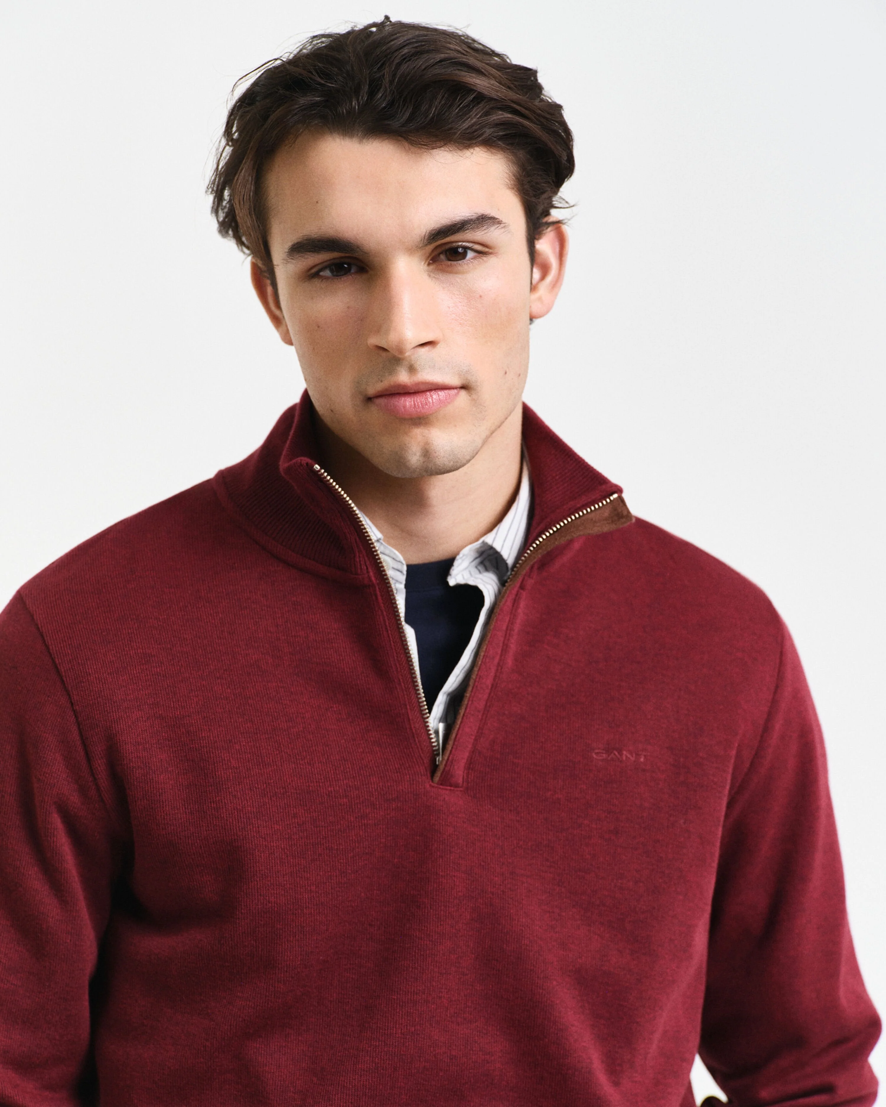 Gant Men Red Solid High Neck Full Sleeves Pullover Style Sweatshirt - Image 4