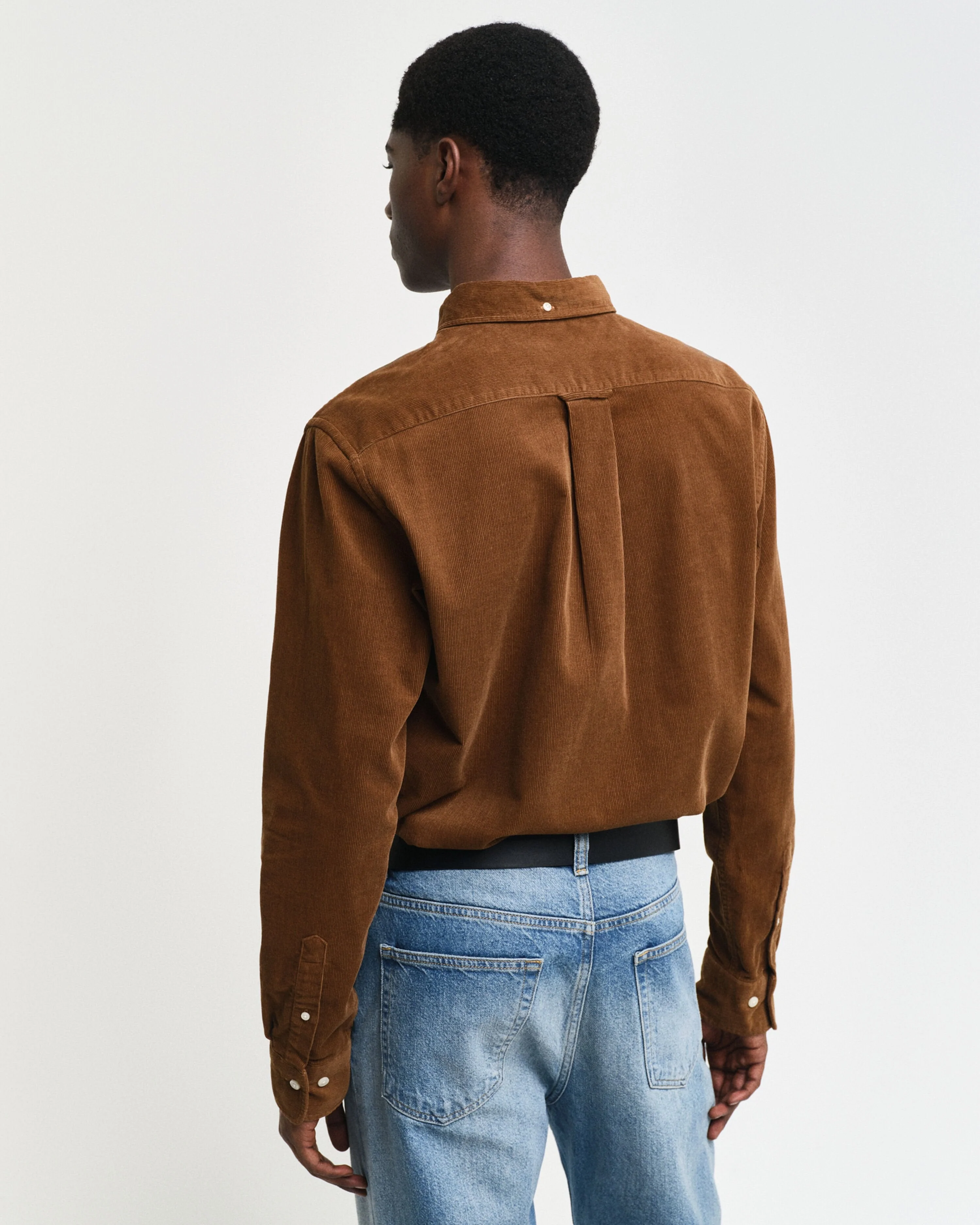 Gant Men Brown Solid Button-down Collar Full Sleeves Corduroy Shirt - Image 3