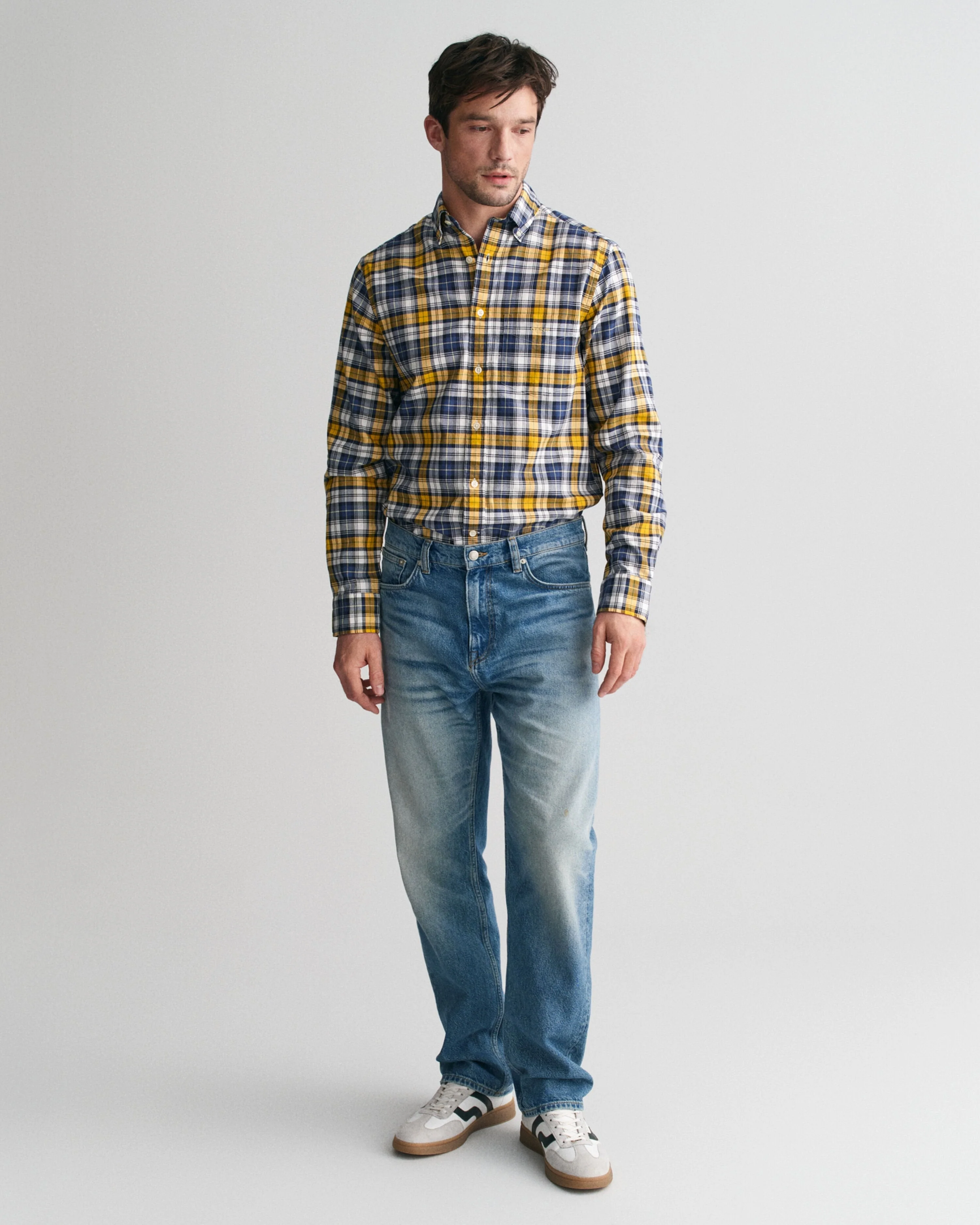 Gant Men Yellow Checked Button-down Collar Full Sleeves Shirt - Image 2