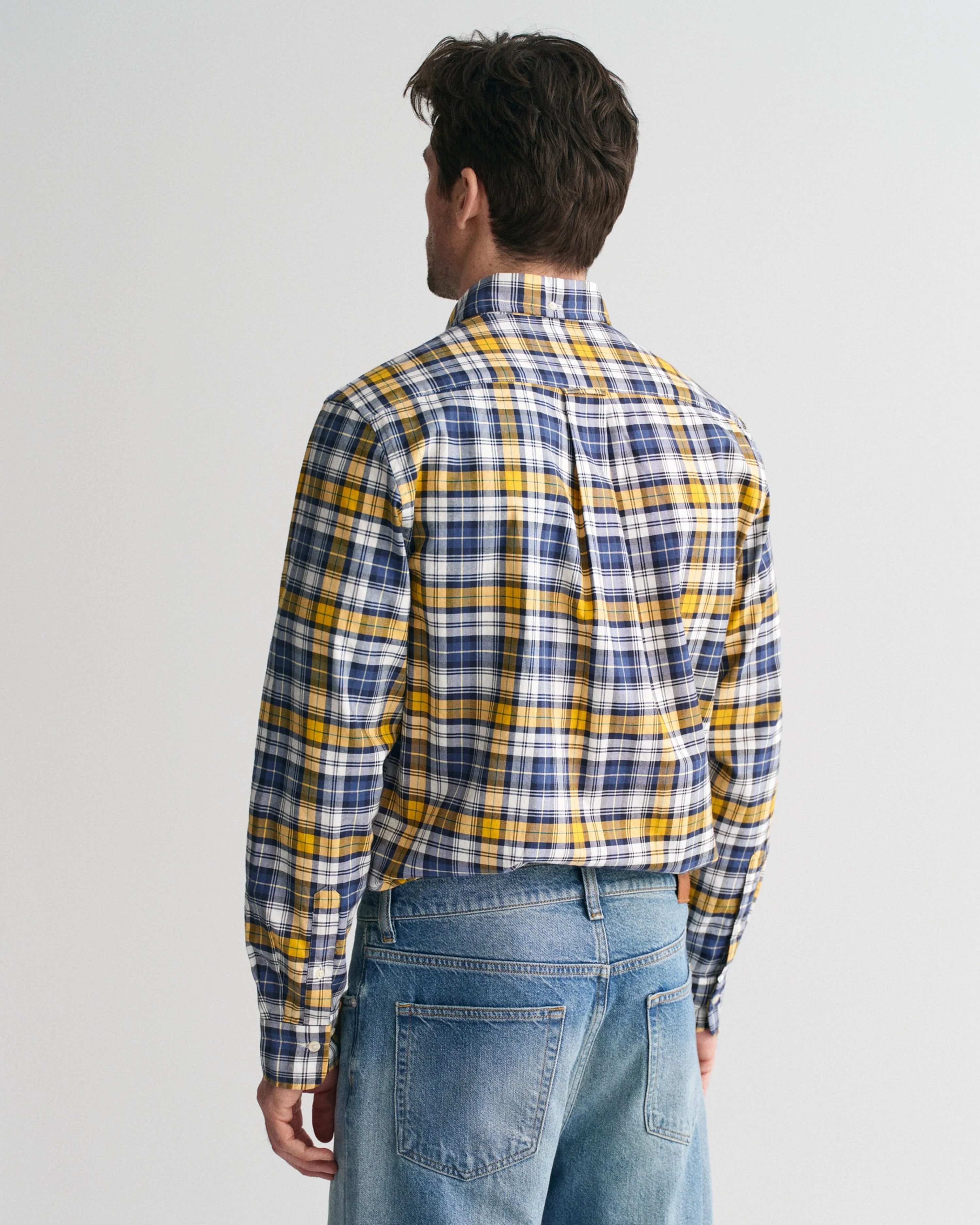 Gant Men Yellow Checked Button-down Collar Full Sleeves Shirt - Image 3
