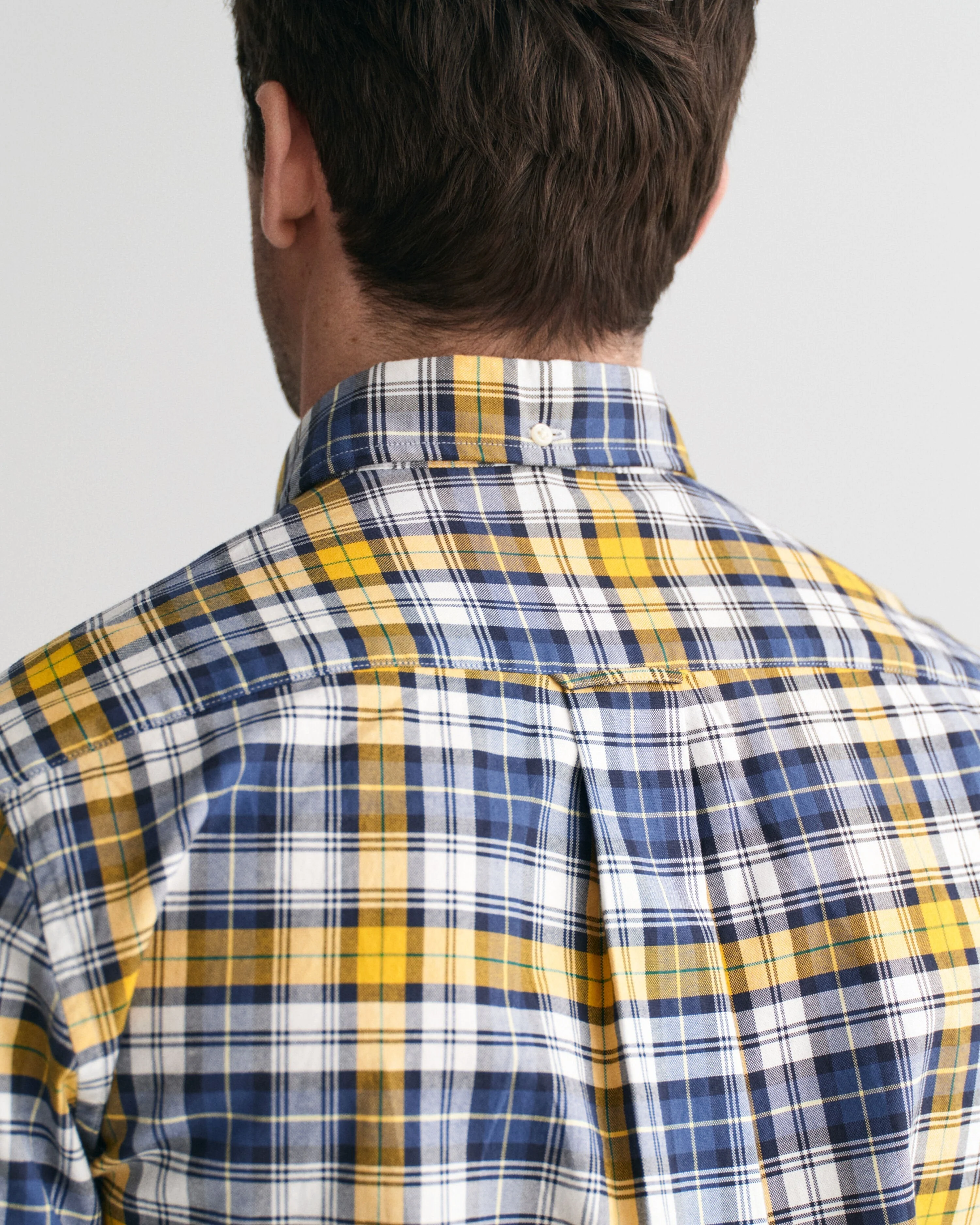 Gant Men Yellow Checked Button-down Collar Full Sleeves Shirt - Image 4