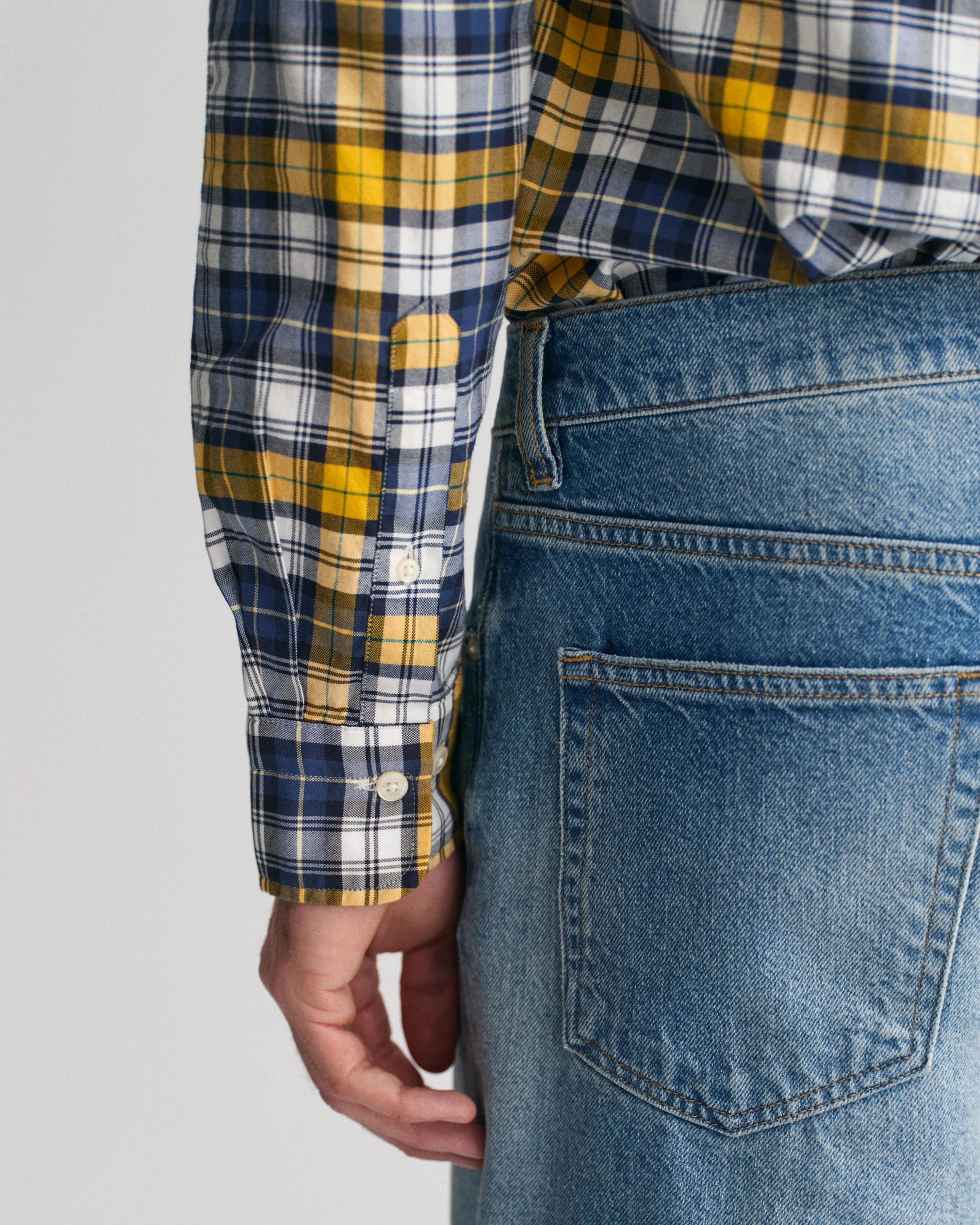 Gant Men Yellow Checked Button-down Collar Full Sleeves Shirt - Image 5