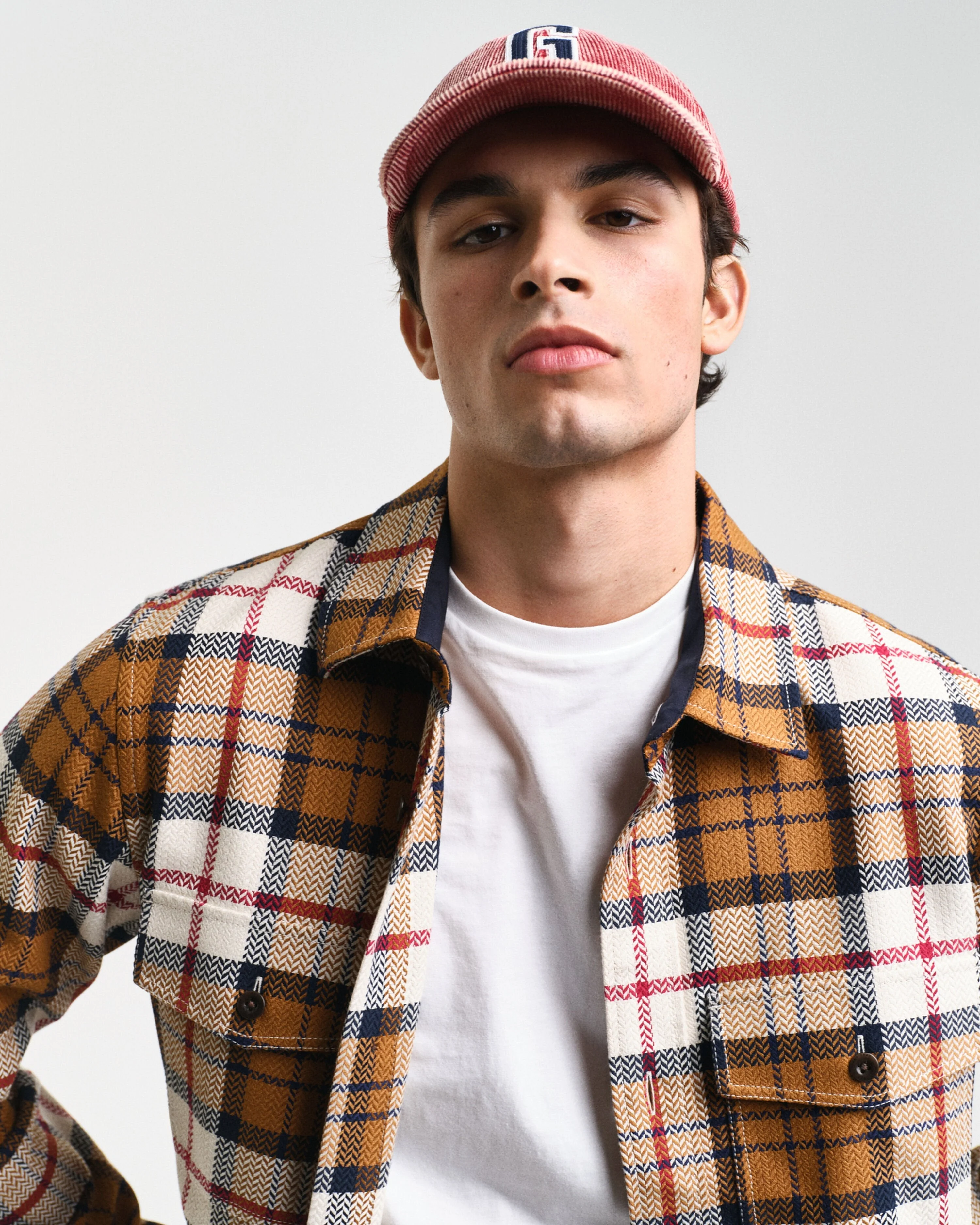 Gant Men Beige Checked Spread Collar Full Sleeves Shirt - Image 5