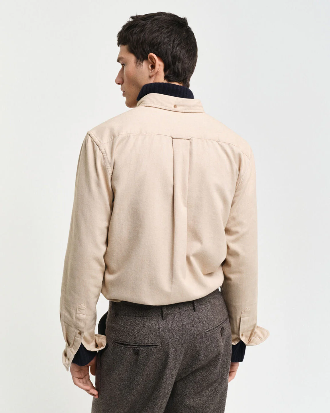 Gant Men Beige Solid Button Down Collar Full Sleeves Shirt - Image 2