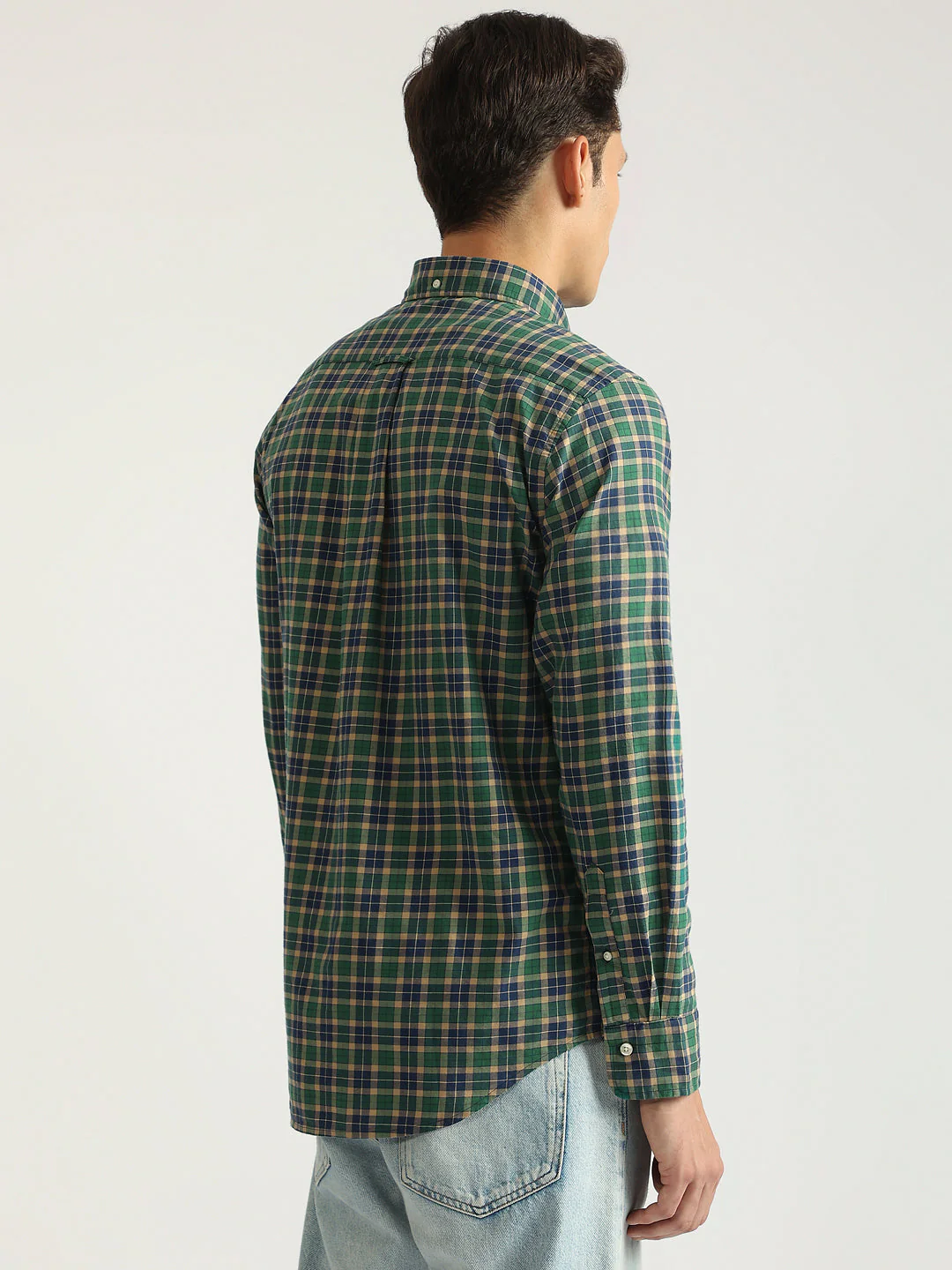 Gant Men Green Checked Button-down Collar Full Sleeves Shirt - Image 2