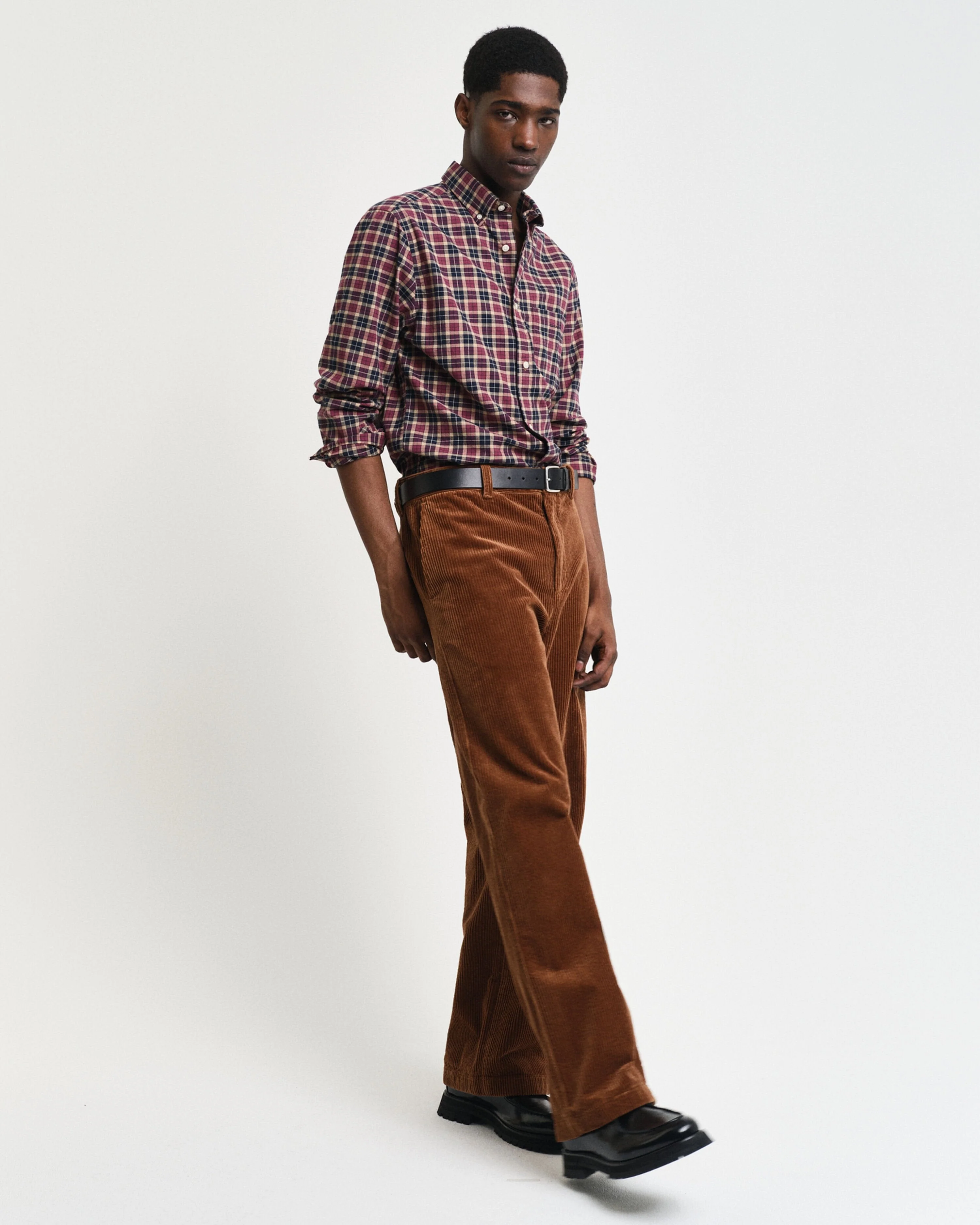 Gant Men Wine Checked Button-down Collar Full Sleeves Shirt - Image 3