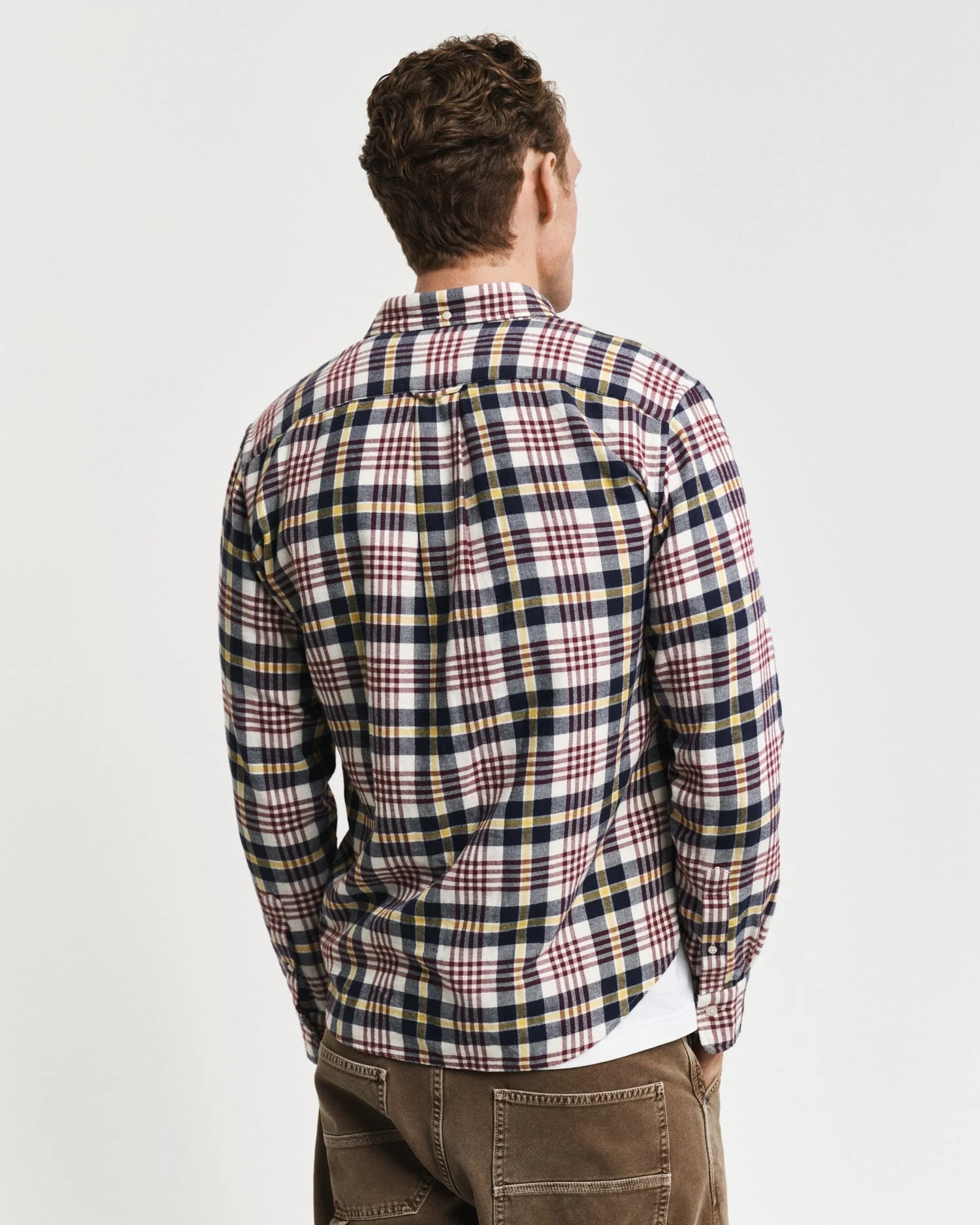 Gant Men Cream Checked Button-Down Collar Full Sleeves Shirt - Image 2