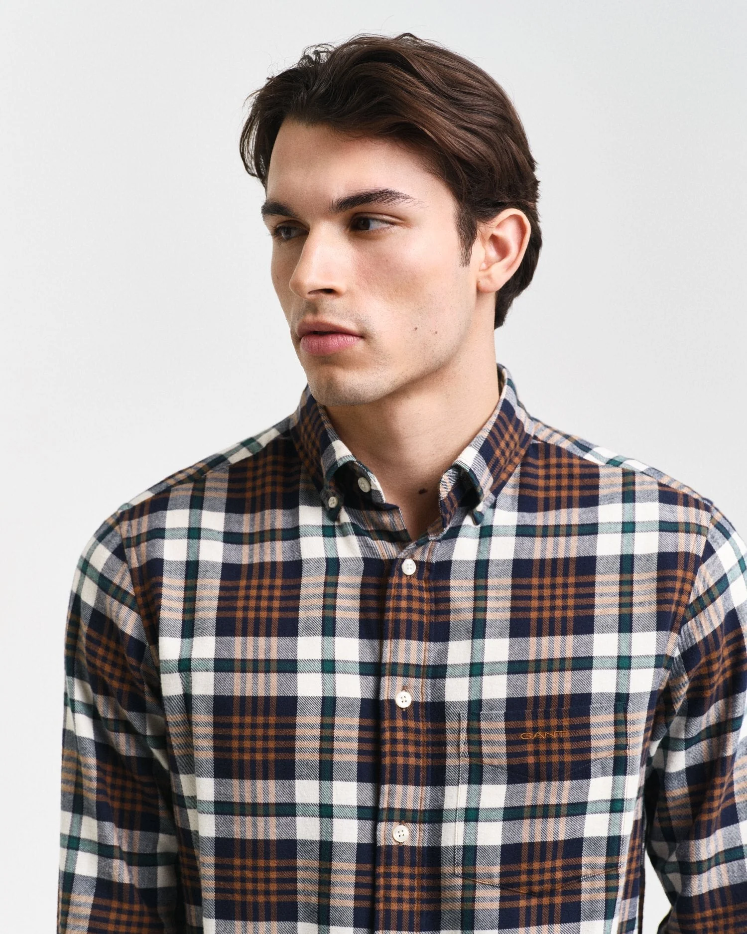 Gant Men Brown Checked Button-down Collar Full Sleeves Shirt - Image 3