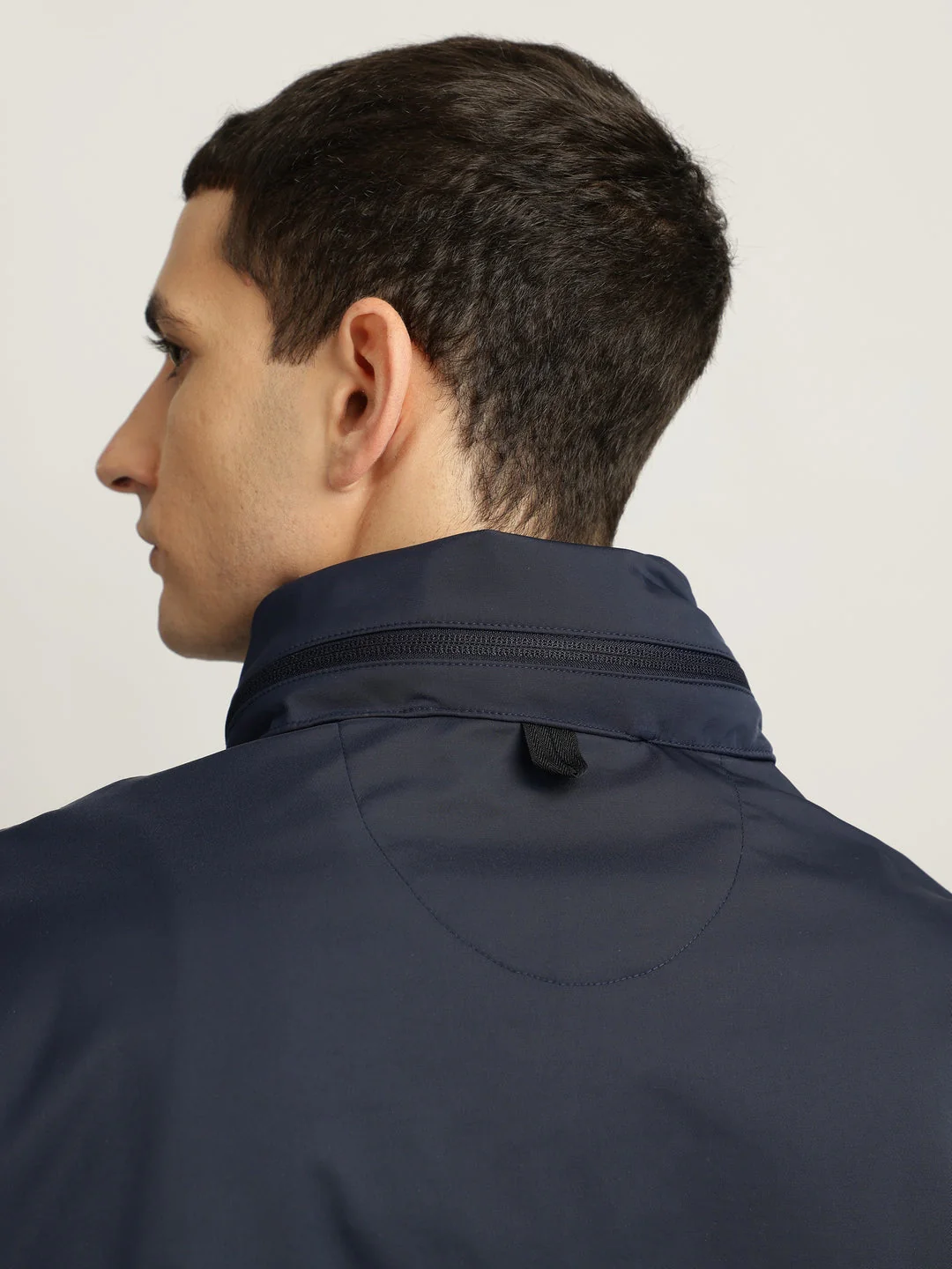 Gant Men Blue Solid Stand Collar Full Sleeves Bomber Jacket - Image 6