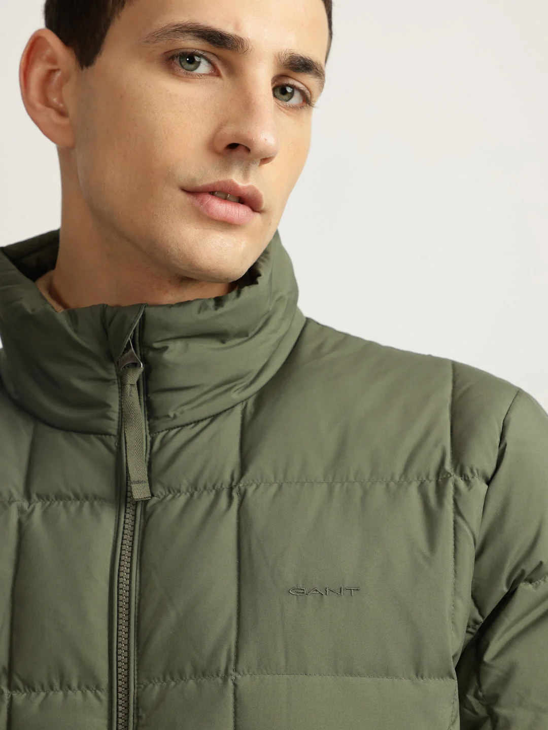 Gant Men Green Solid Stand Collar Full Sleeves Puffer Jacket - Image 5