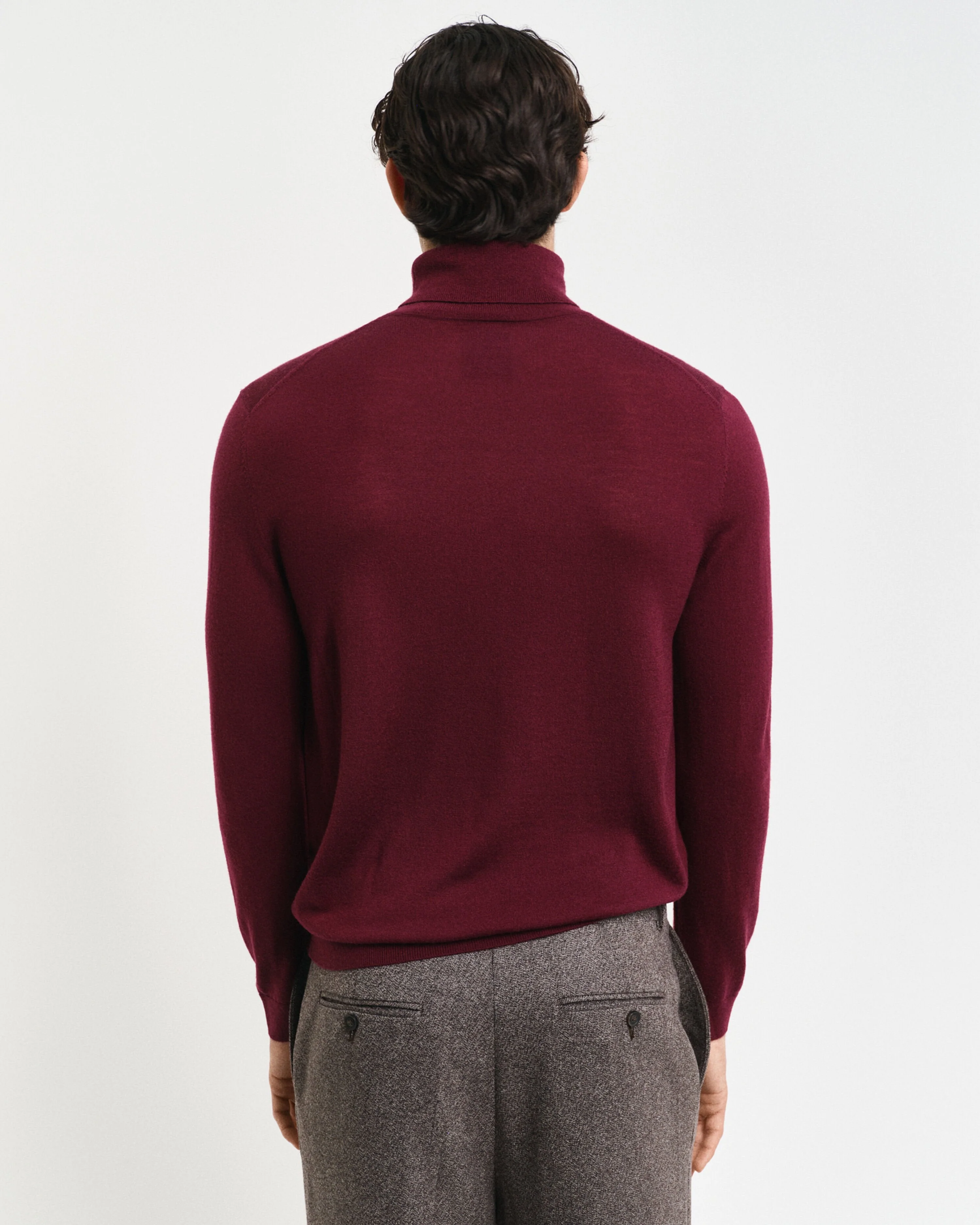Gant Men Wine Solid Turtle Neck Full Sleeves Pullover Style Sweater - Image 2