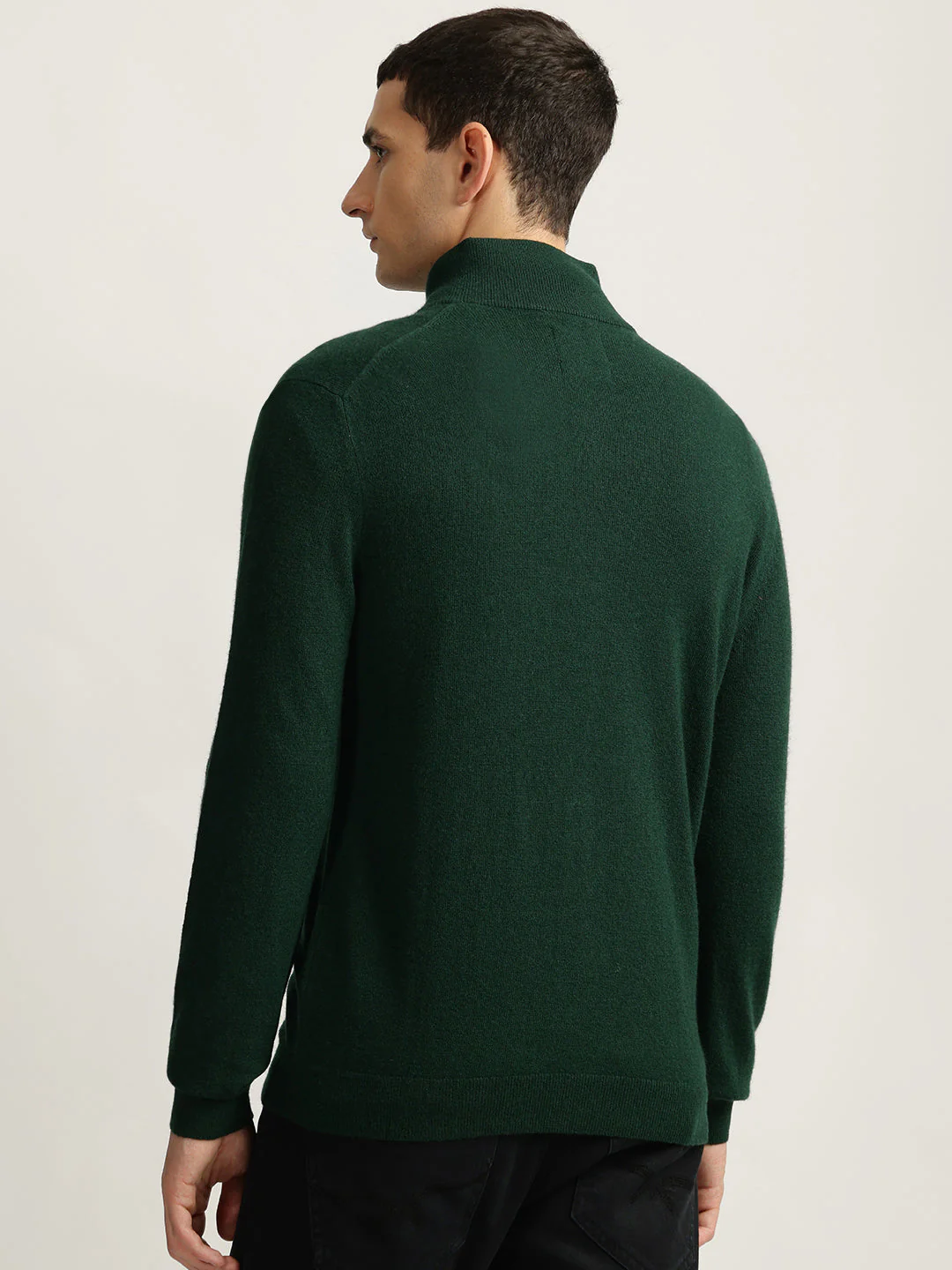 Gant Men Green Solid High Neck Full Sleeves Sweater - Image 2