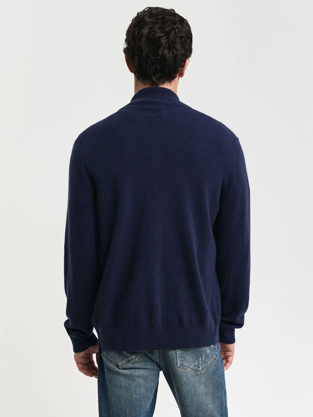 Gant Men Navy Blue Solid High Neck Full Sleeves Sweater - Image 3