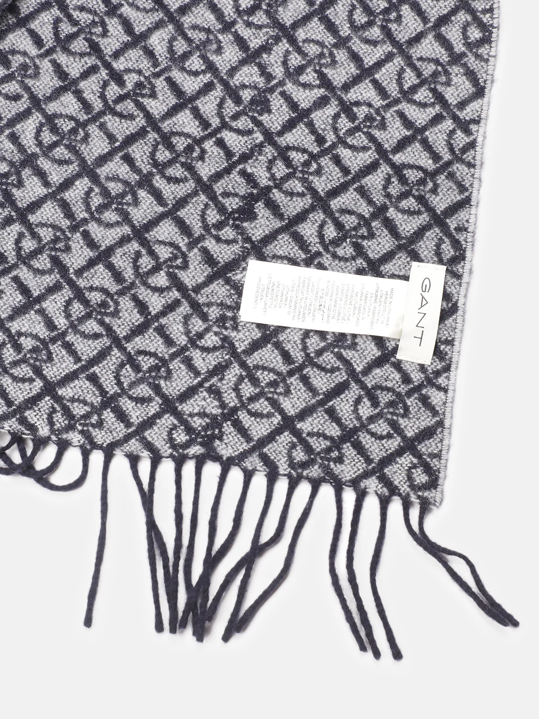 Gant Men Blue Printed Fringed Muffler - Image 4
