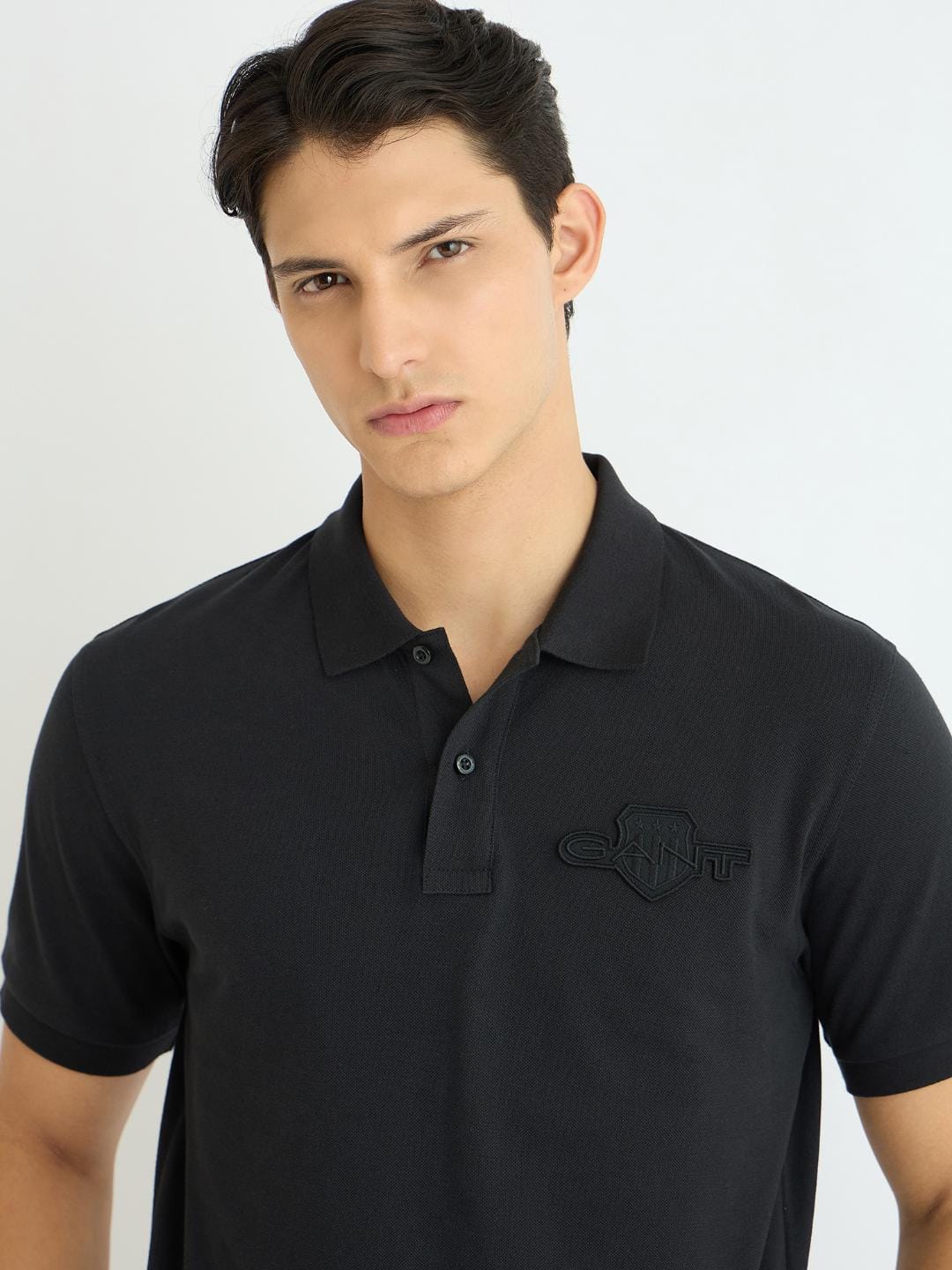 Gant Men Black Solid Polo Tshirt - Image 2