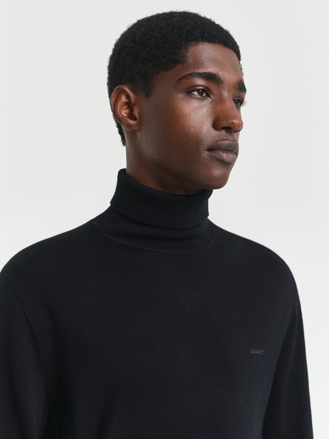 Gant Men Black Solid High Neck Sweater - Image 2