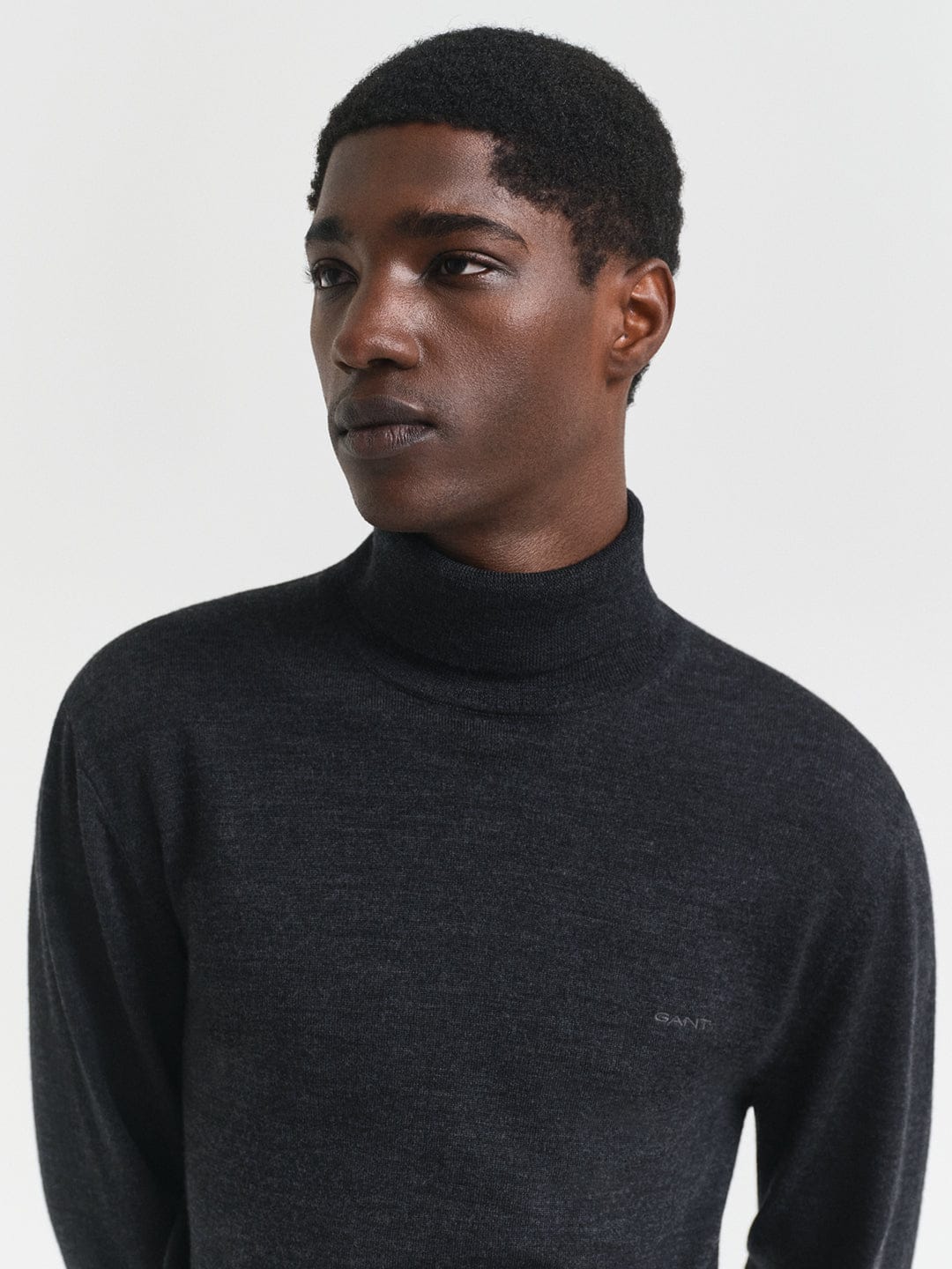 Gant Men Black Solid High Neck Sweater - Image 5