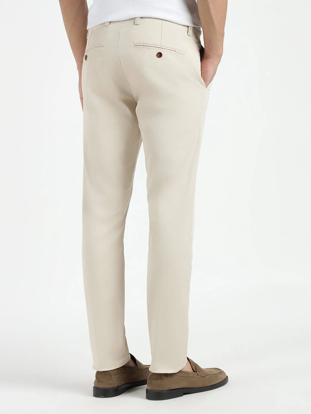 Gant Men Cream Slim Fit Solid Trouser - Image 3
