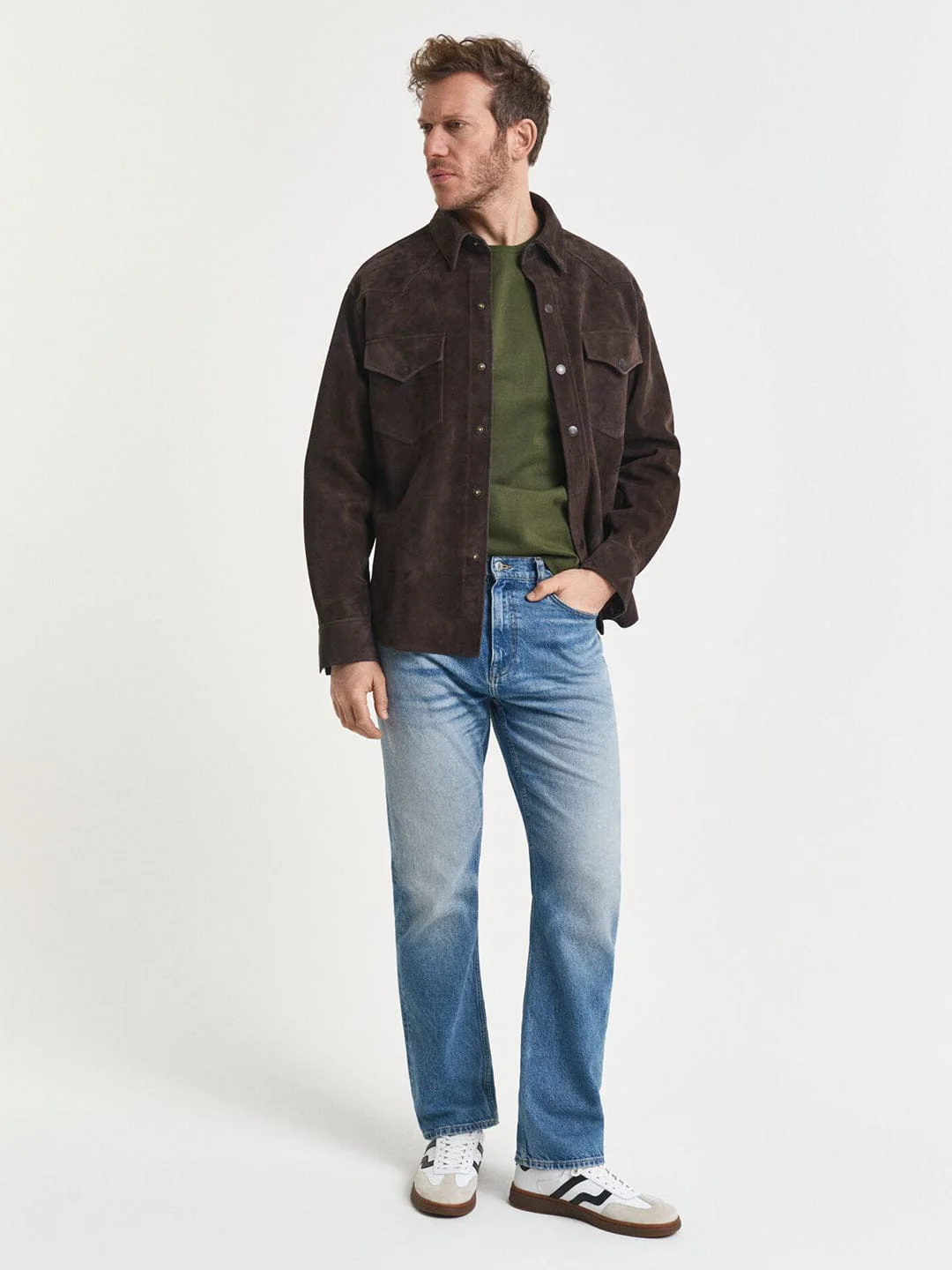 Gant Men Green Solid Crew Neck Tshirt - Image 3