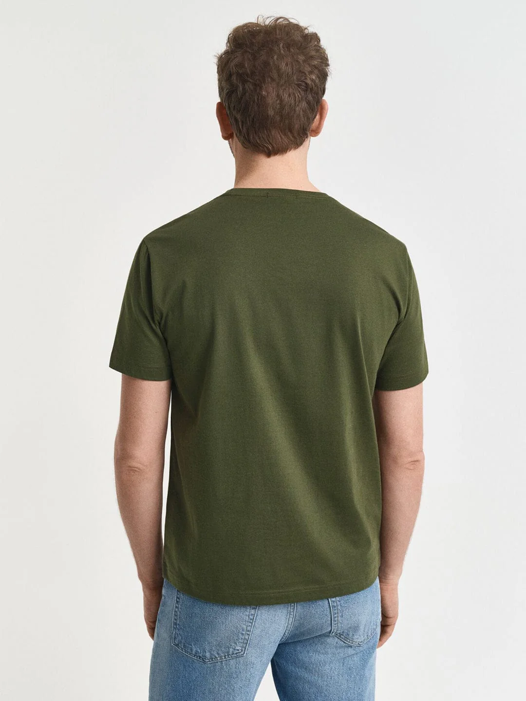 Gant Men Green Solid Crew Neck Tshirt - Image 4