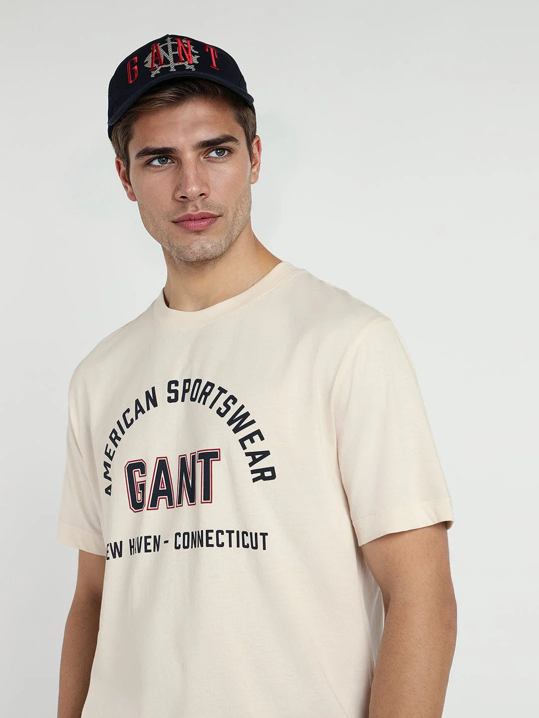 Gant Men Cream Printed Crew Neck Tshirt - Image 3