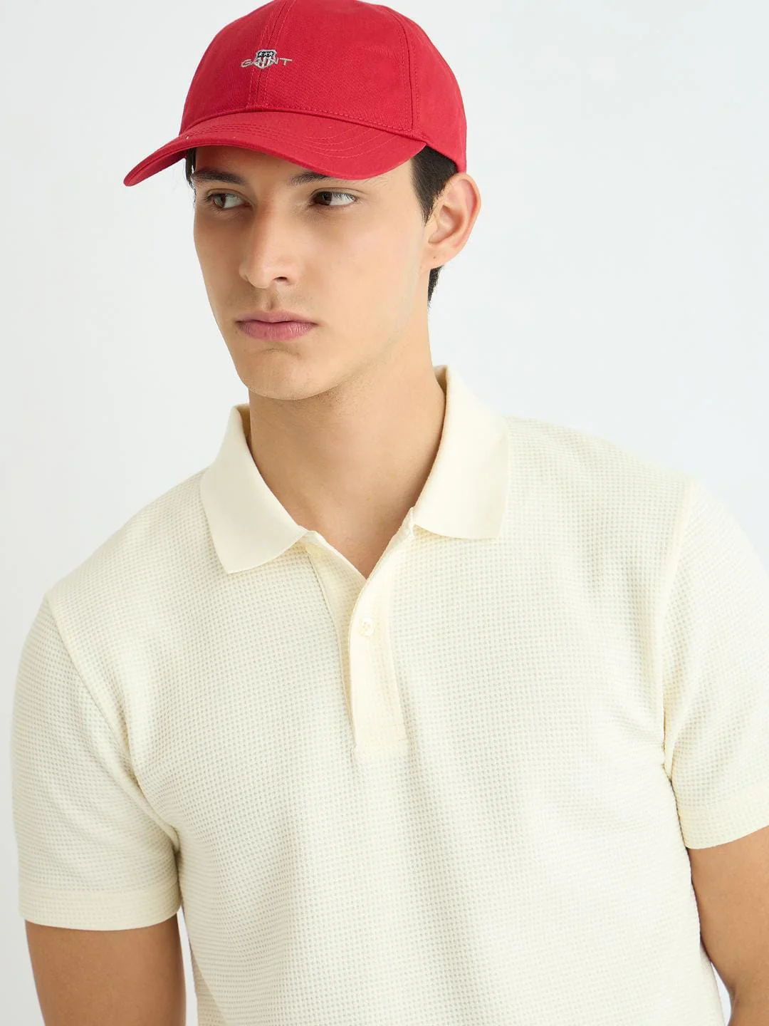 Gant Men Cream Solid Polo Tshirt - Image 2