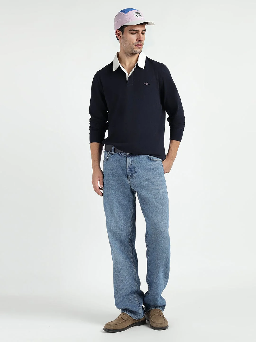 Gant Men Blue Solid Collar Sweatshirt - Image 2