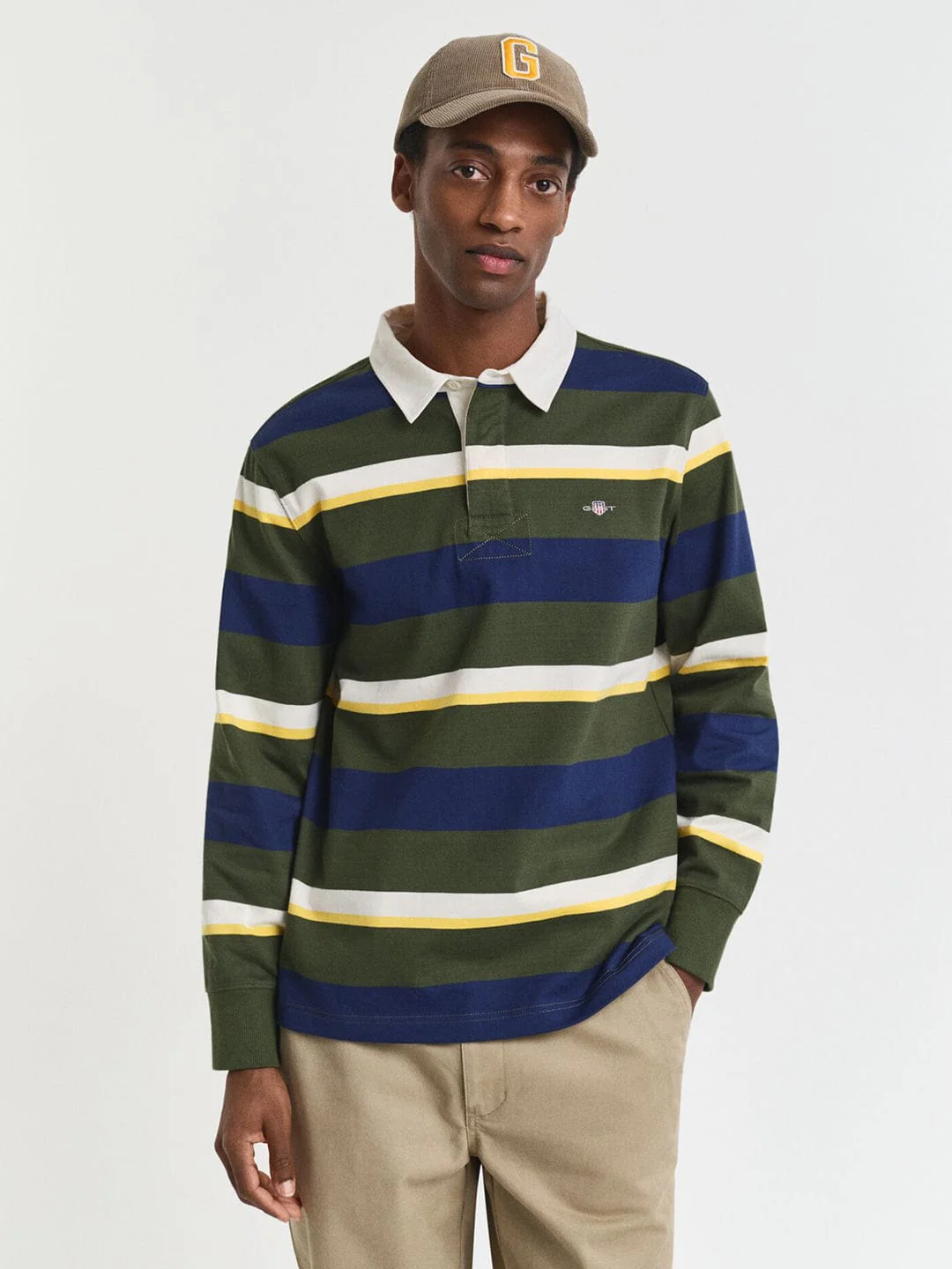 Gant Men Green Striped Polo Tshirt - Image 6